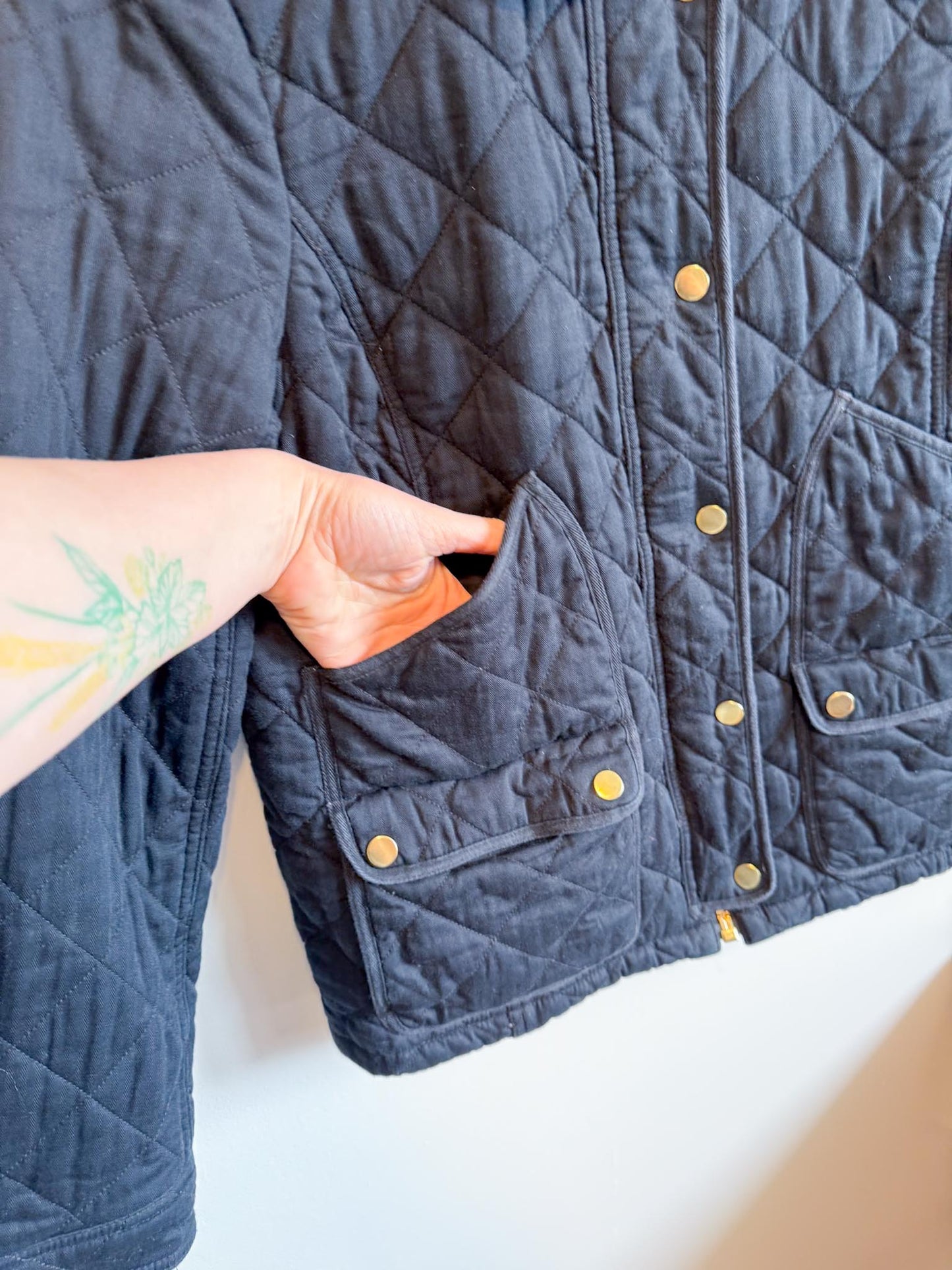J.Crew Quilted Navy Chore Coat with Corduroy Collar (Size XS)