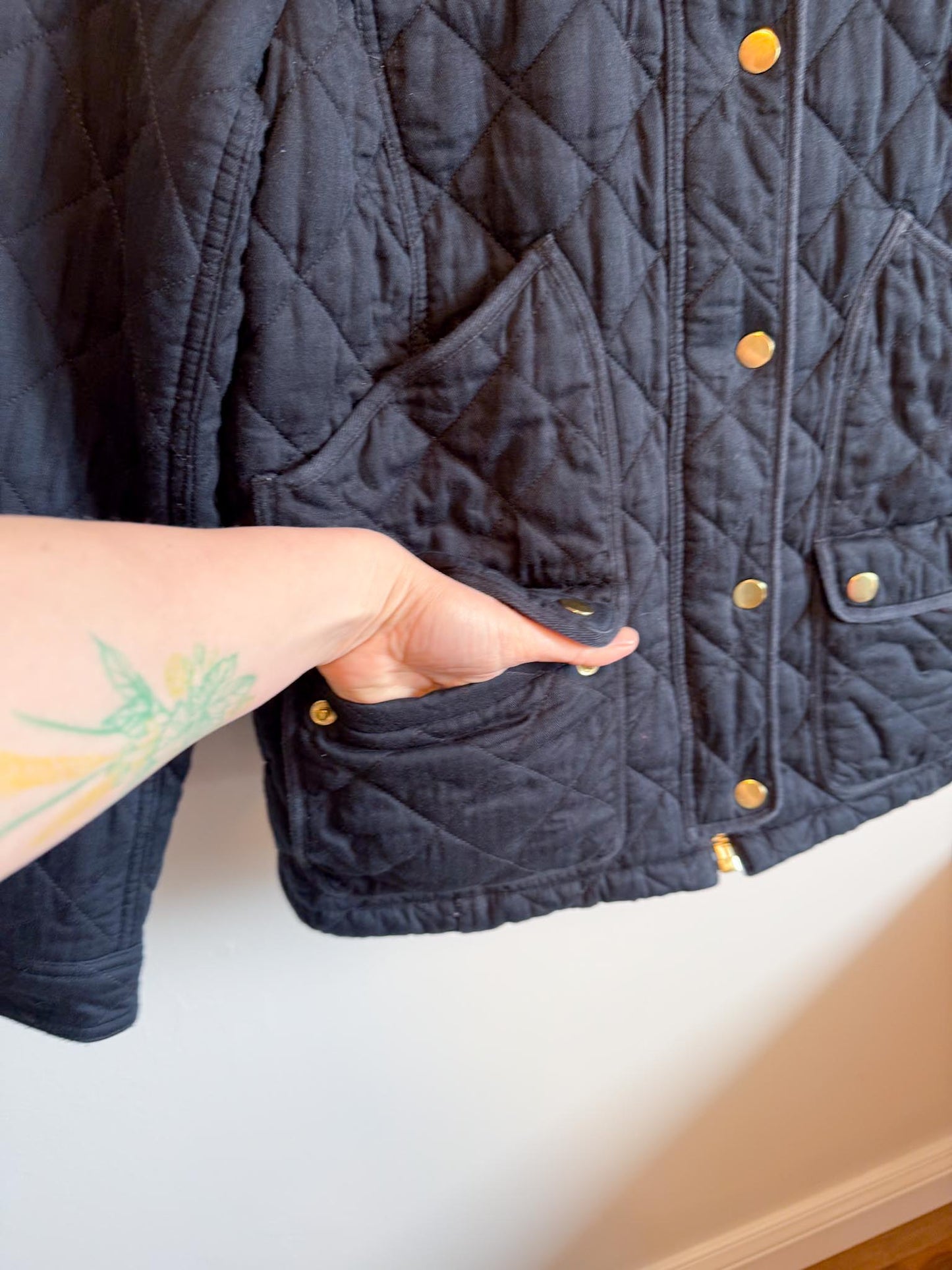 J.Crew Quilted Navy Chore Coat with Corduroy Collar (Size XS)