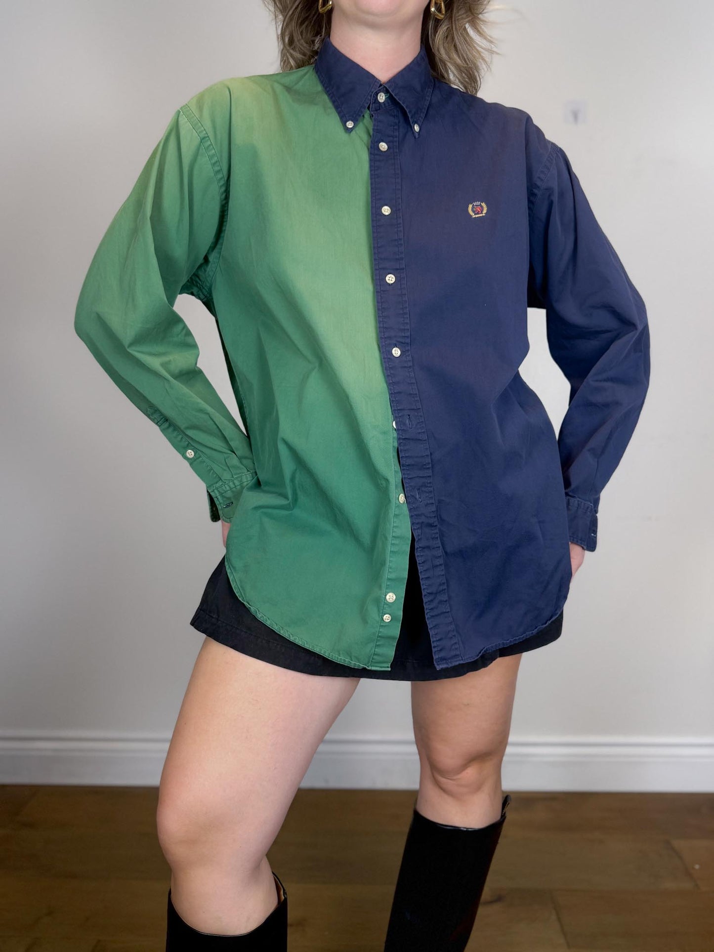 Vintage 90s Tommy Hilfiger Colour Block Button Down (Size L)