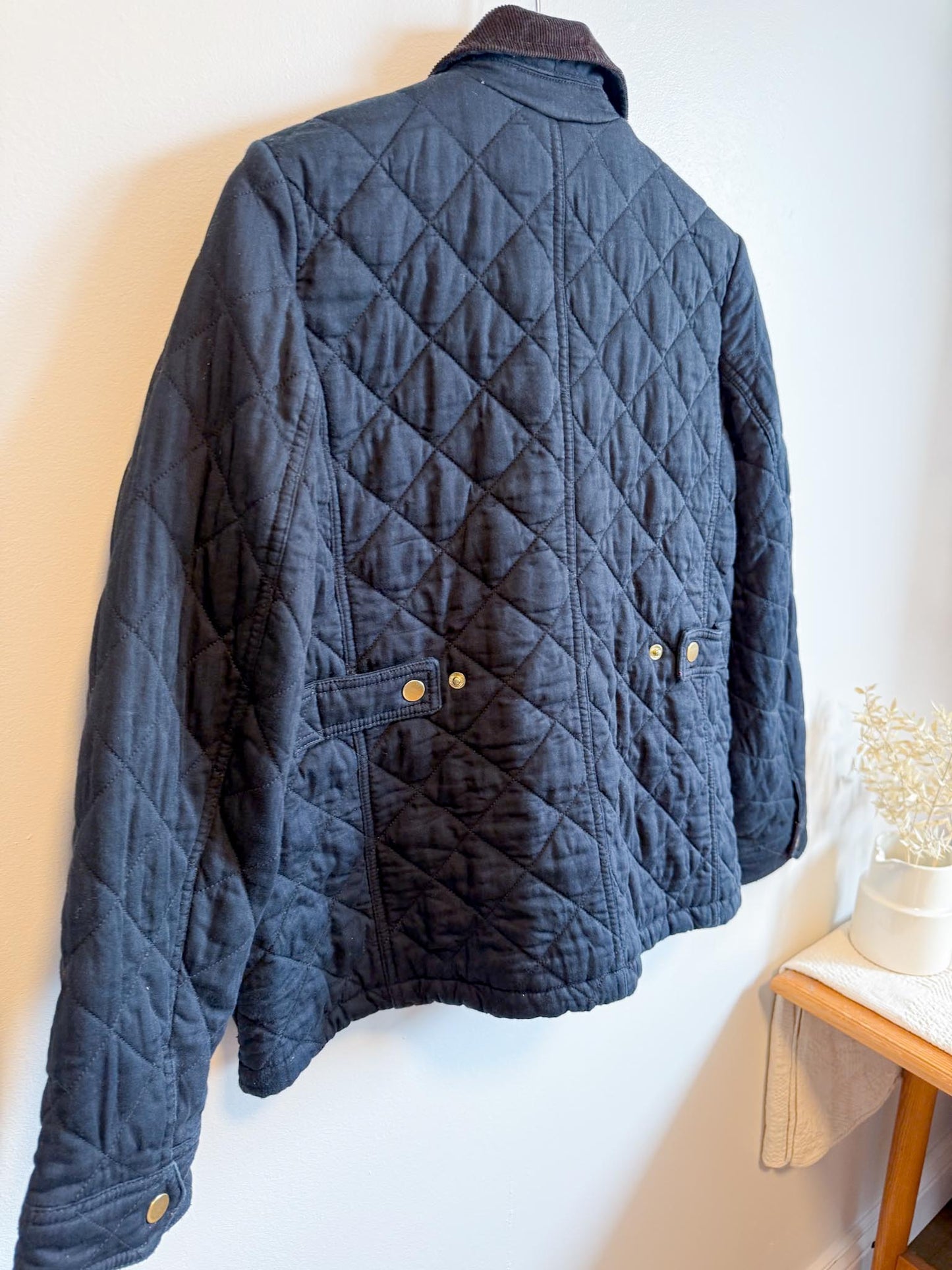J.Crew Quilted Navy Chore Coat with Corduroy Collar (Size XS)