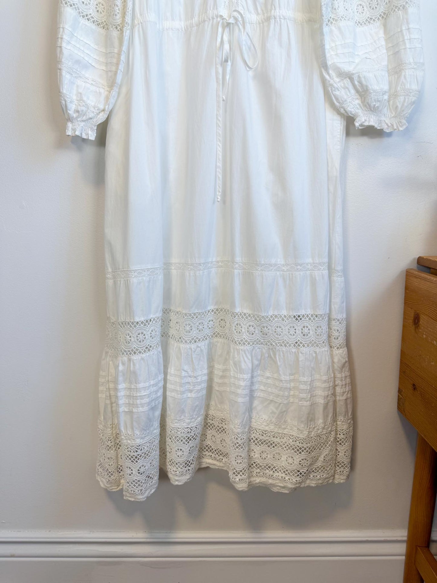 Velvet by Graham & Spencer White Eyelet Maxi Dress (Size M)