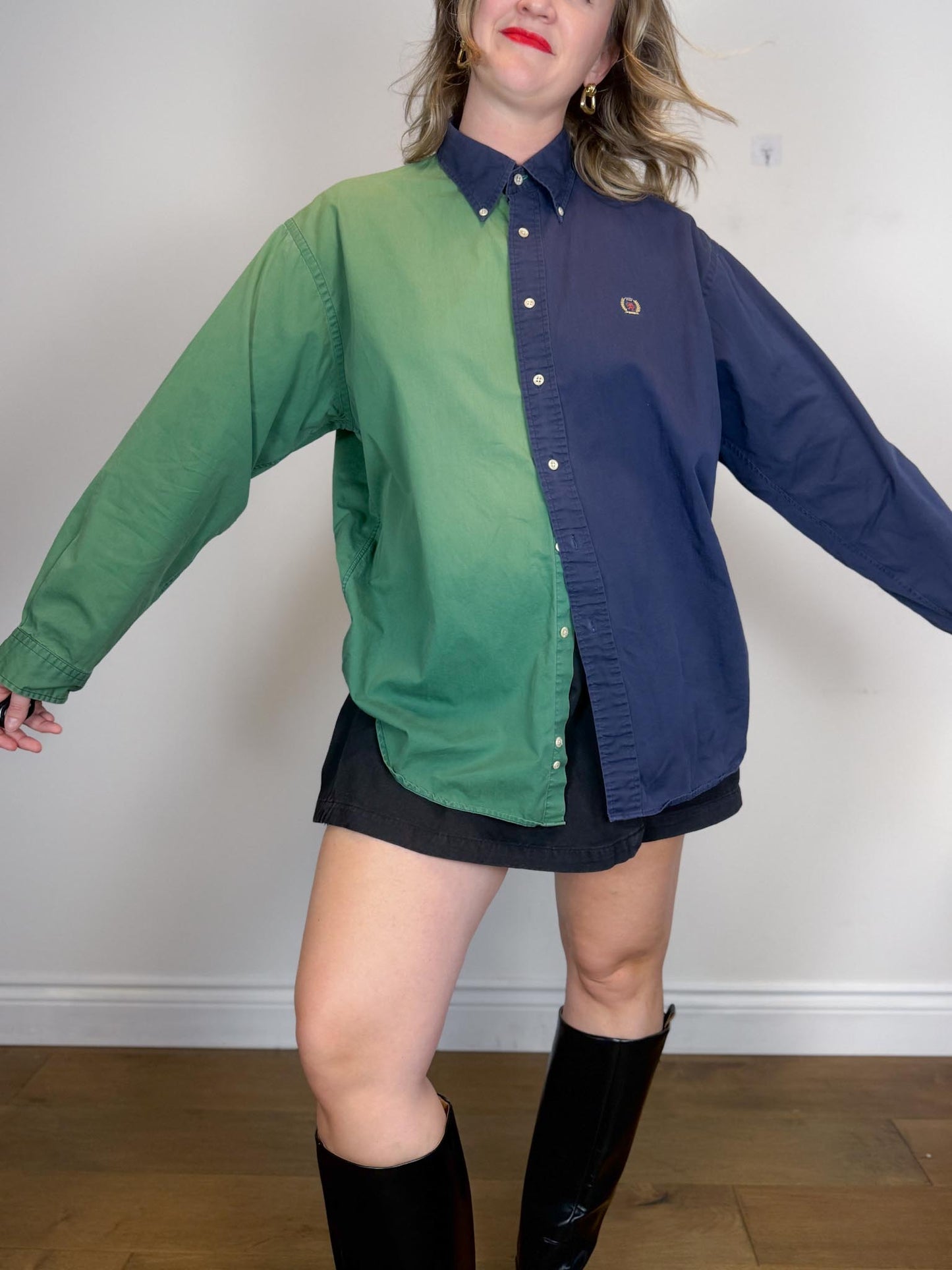 Vintage 90s Tommy Hilfiger Colour Block Button Down (Size L)