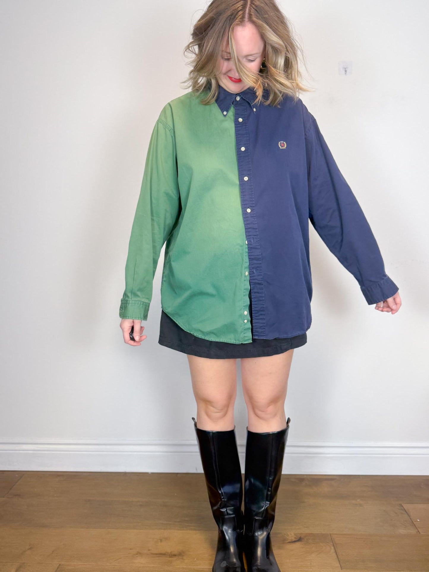 Vintage 90s Tommy Hilfiger Colour Block Button Down (Size L)