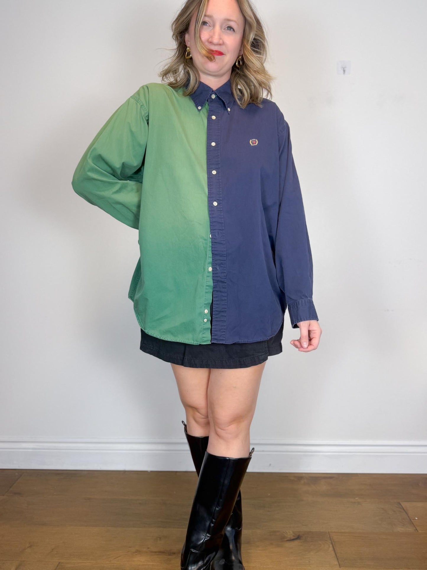 Vintage 90s Tommy Hilfiger Colour Block Button Down (Size L)