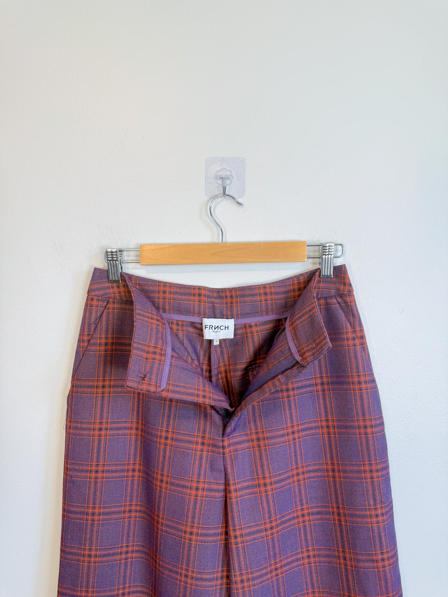 FRNCH Paris Plaid Trousers in Maroon/Orange (Size M)