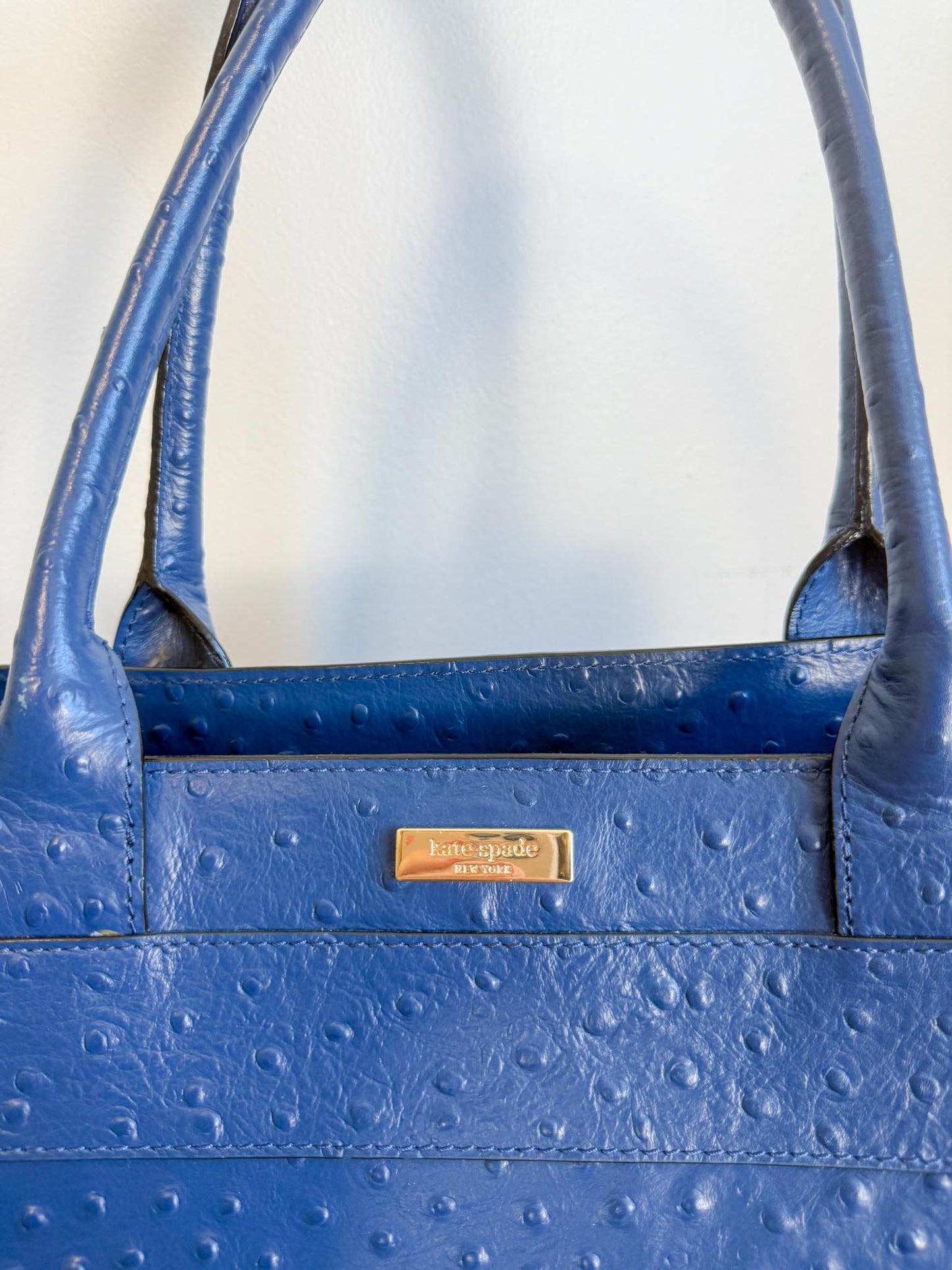 Kate Spade "Large Navy Ostrich Embossed Leather Tote"