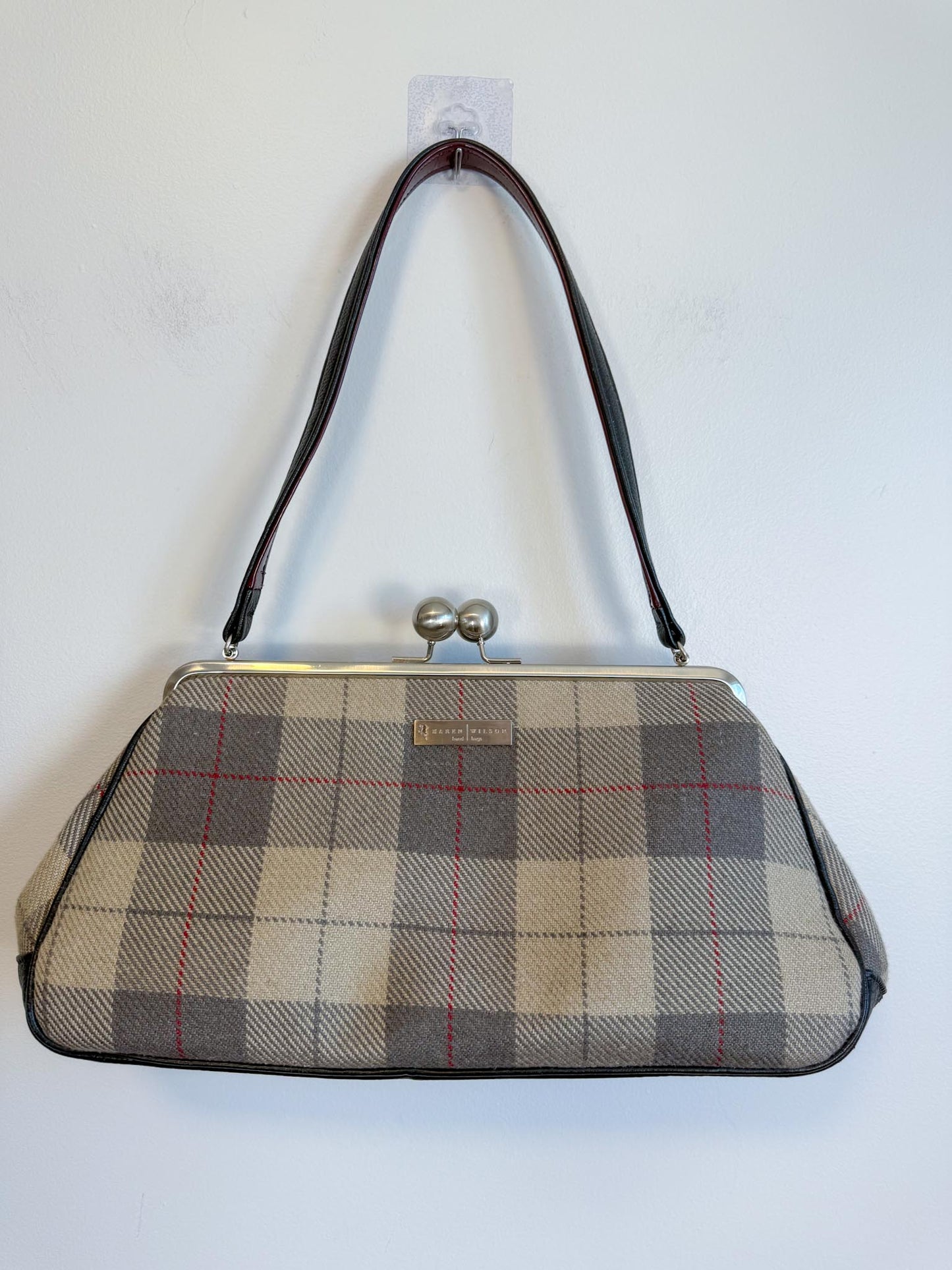 Karen Wilson Grey Plaid Handbag