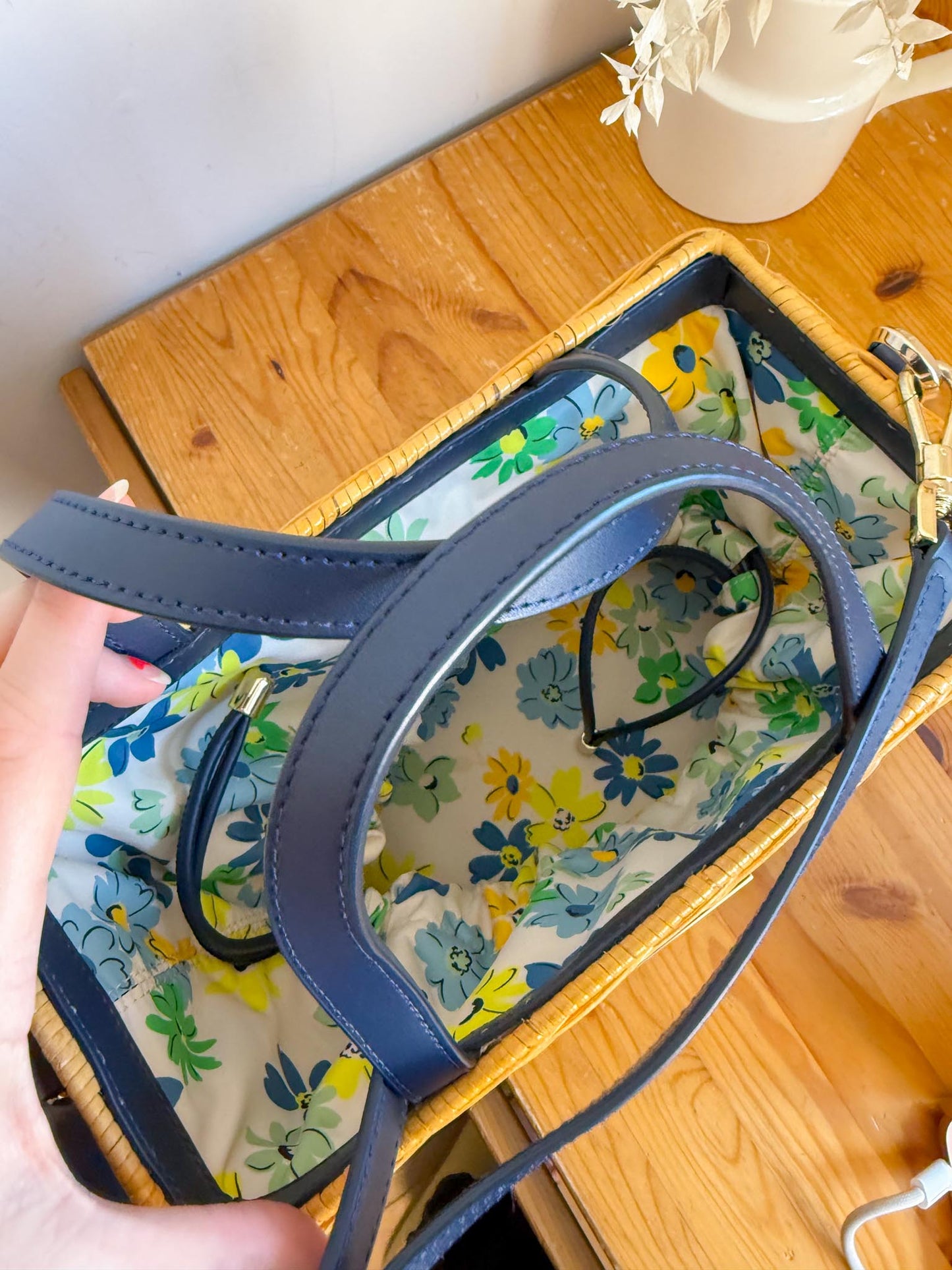 Kate Spade "Sam Floral Medley Wicker Medium Satchel"