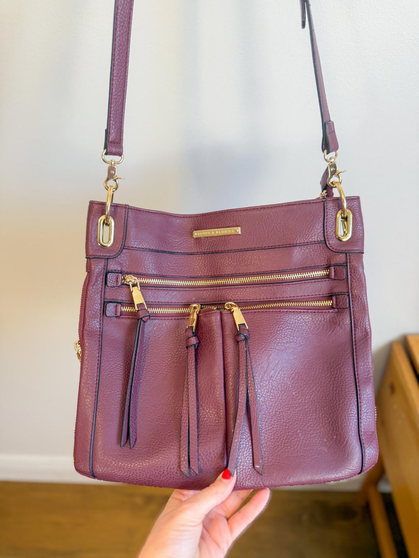 Poppy & Peonies "the Everday Crossbody Purse in Berry"