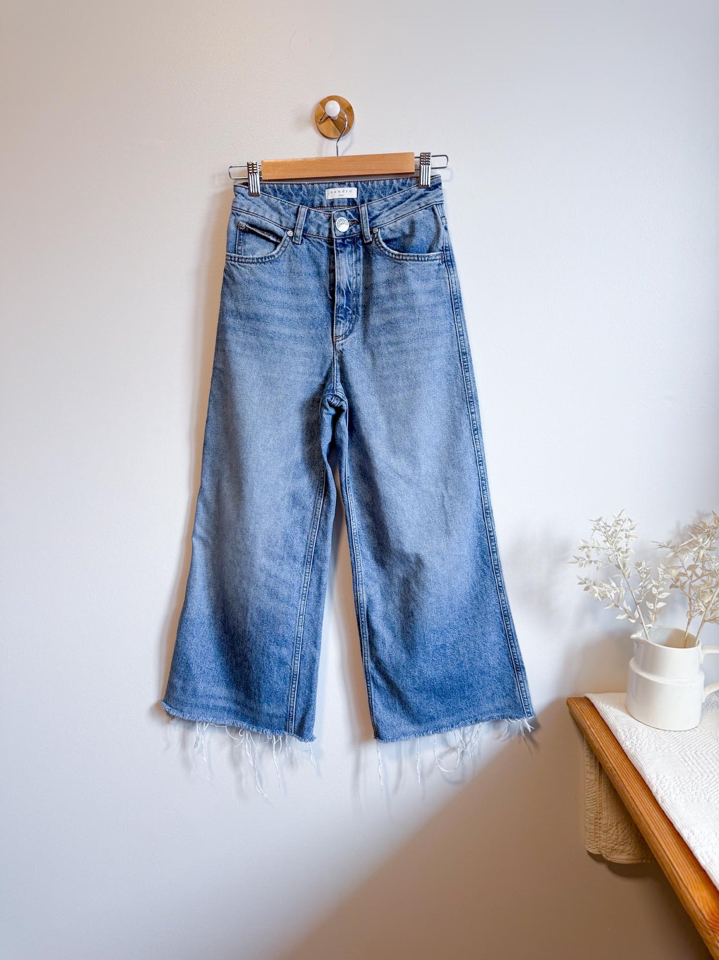 SANDRO Paris Wide Leg Denim Jeans (Size 25)