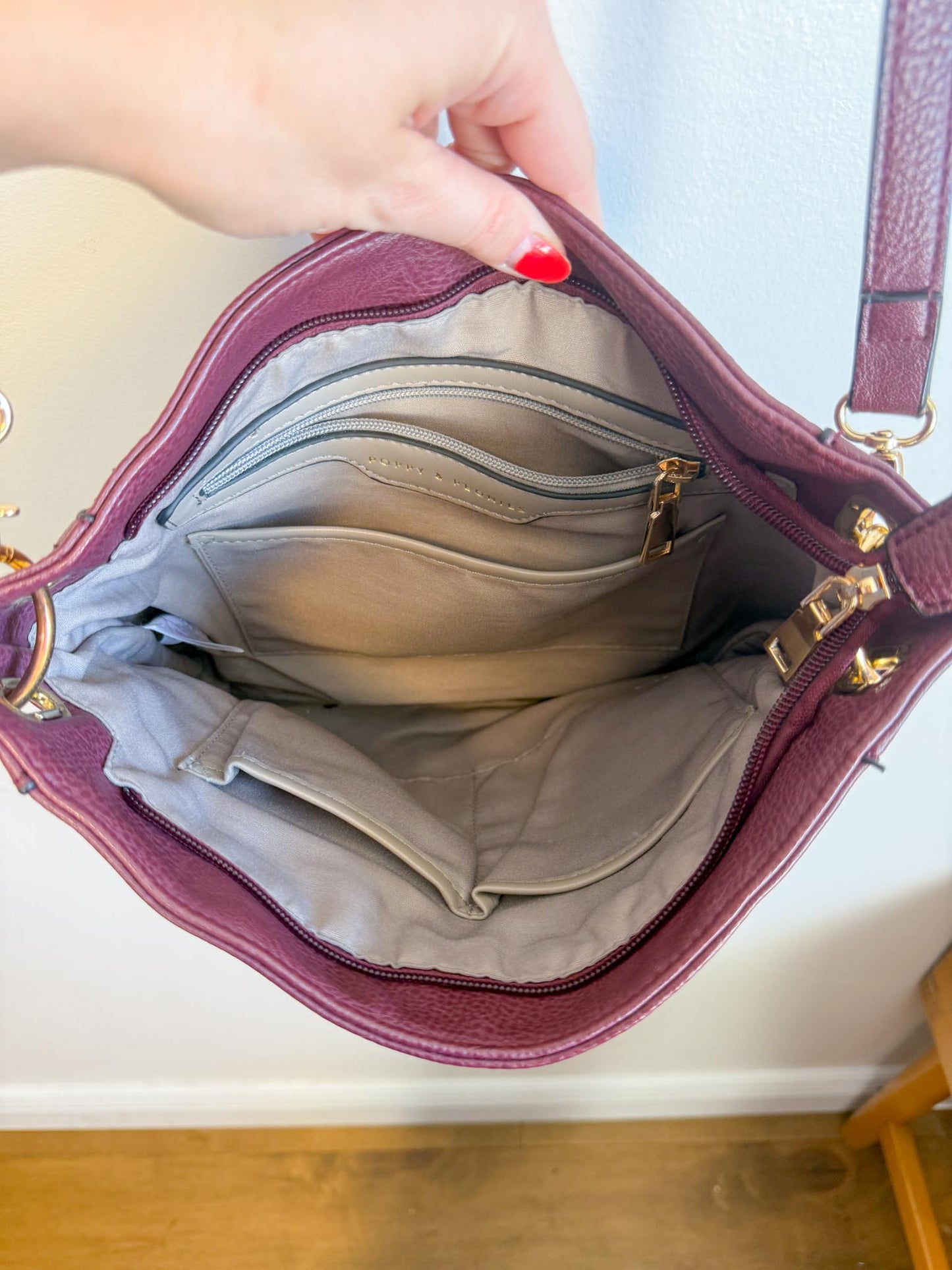 Poppy & Peonies "the Everday Crossbody Purse in Berry"
