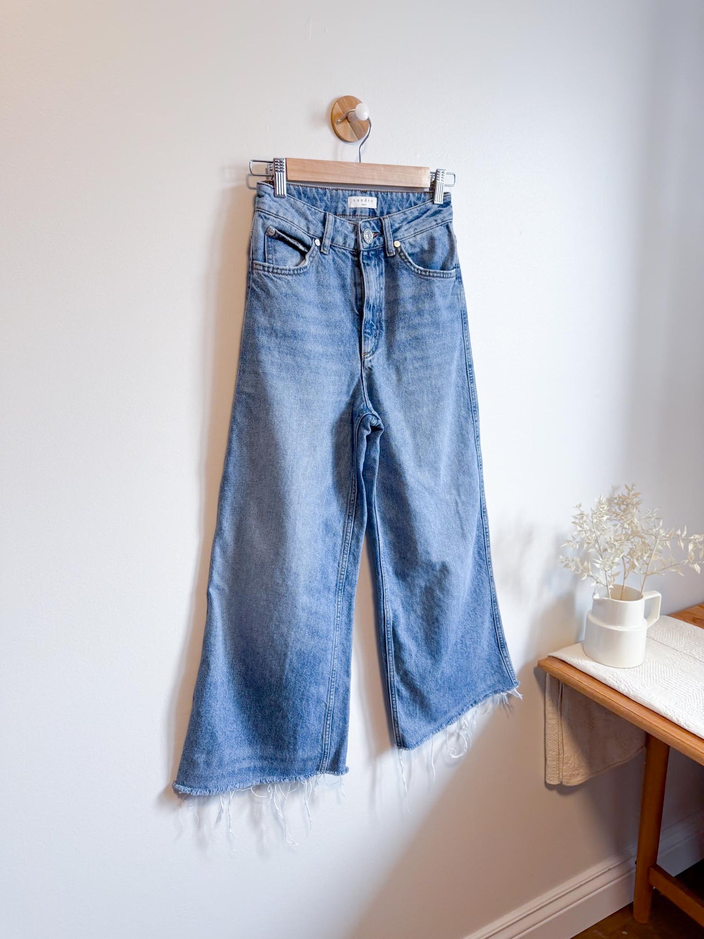 SANDRO Paris Wide Leg Denim Jeans (Size 25)