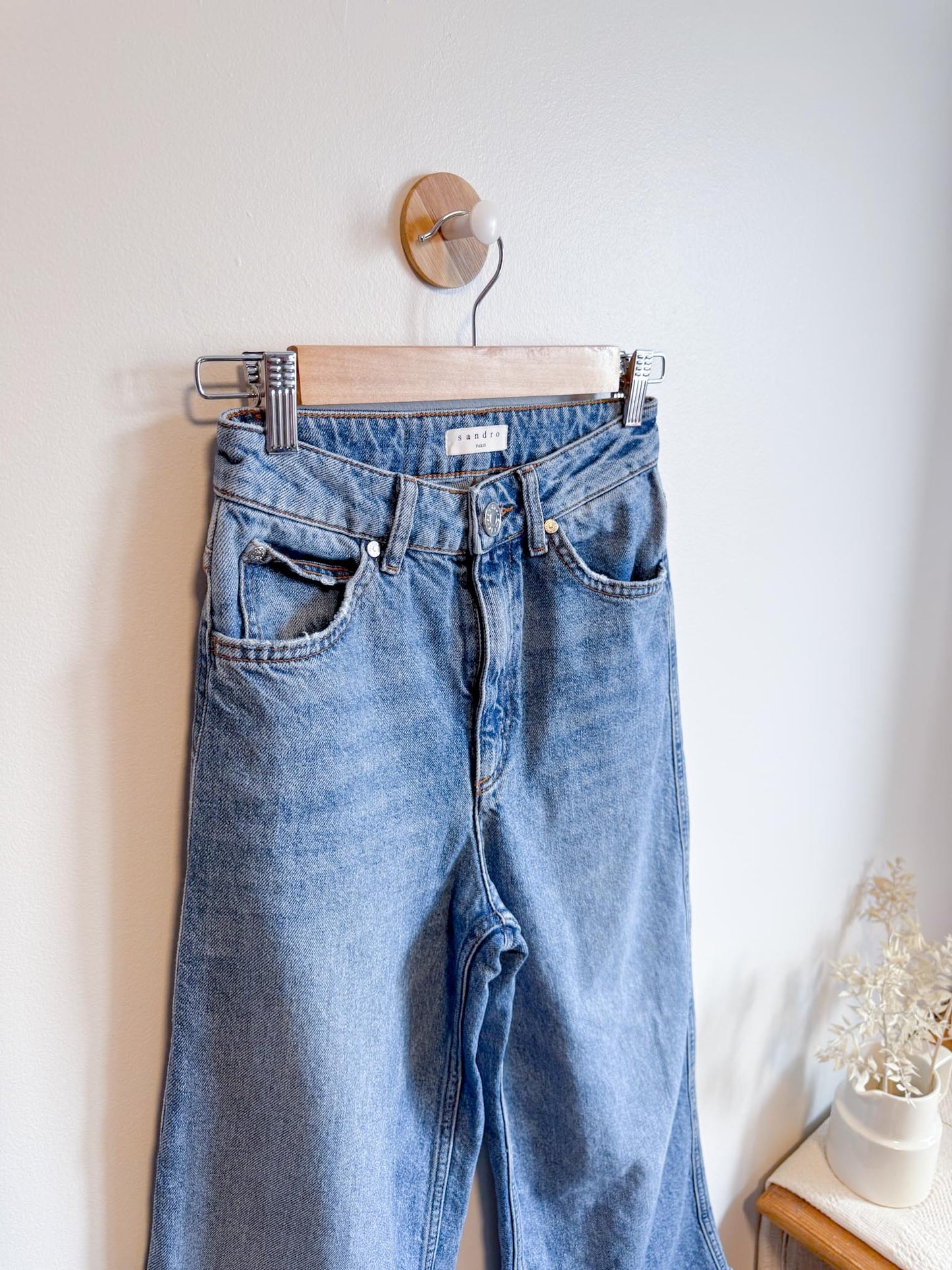 SANDRO Paris Wide Leg Denim Jeans (Size 25)