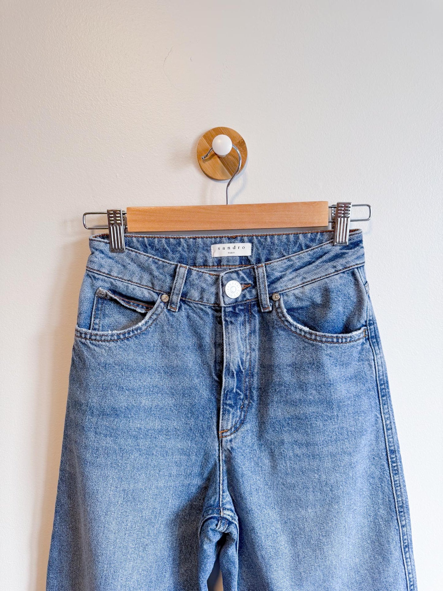 SANDRO Paris Wide Leg Denim Jeans (Size 25)