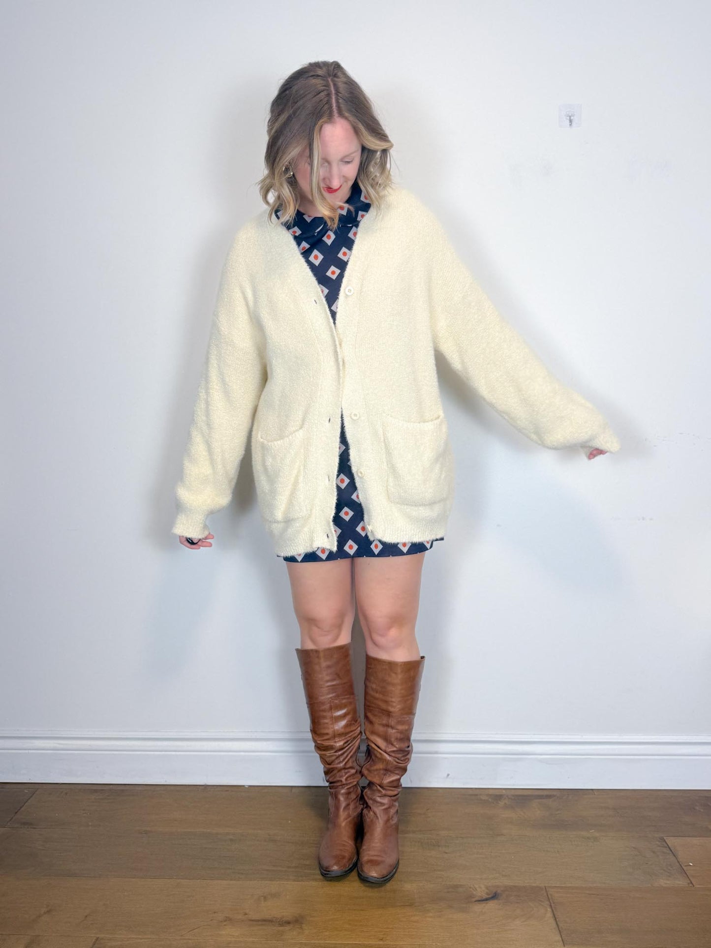 Smash & Tess Fuzzy Neutral Cardigan (Size 2XL)