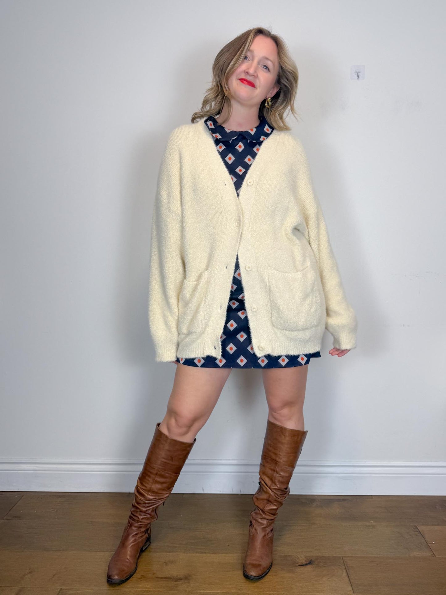 Smash & Tess Fuzzy Neutral Cardigan (Size 2XL)