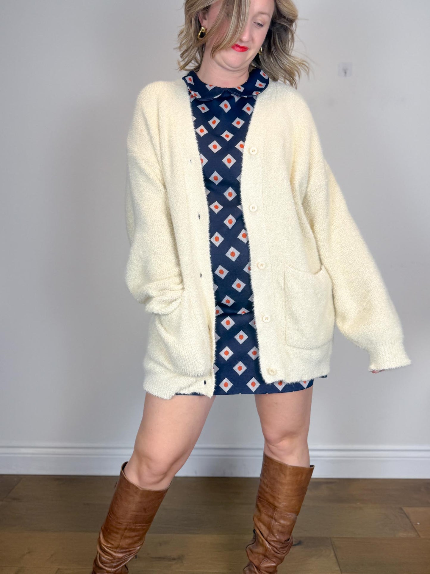 Smash & Tess Fuzzy Neutral Cardigan (Size 2XL)