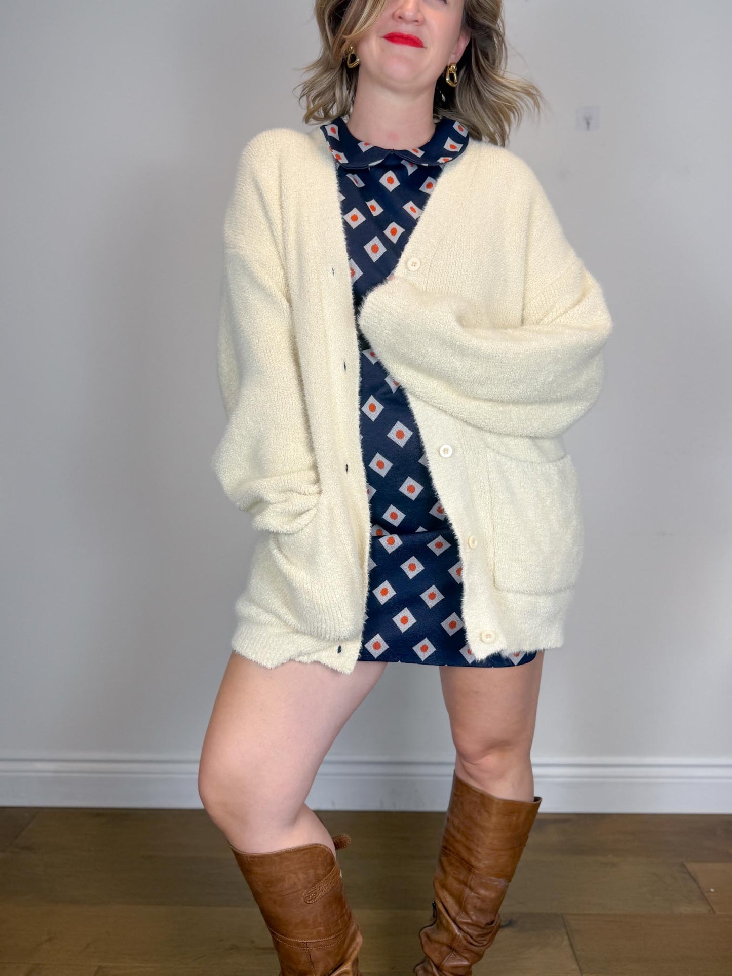 Smash & Tess Fuzzy Neutral Cardigan (Size 2XL)