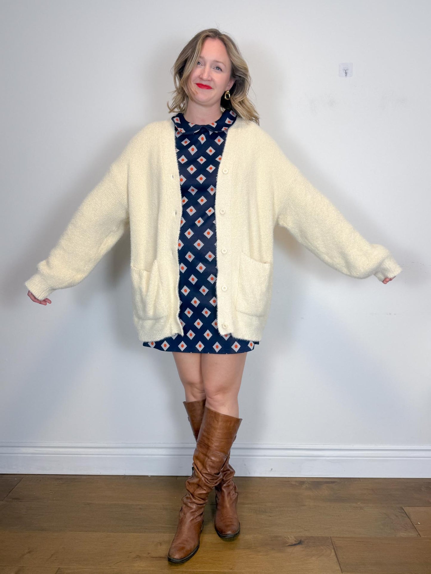 Smash & Tess Fuzzy Neutral Cardigan (Size 2XL)