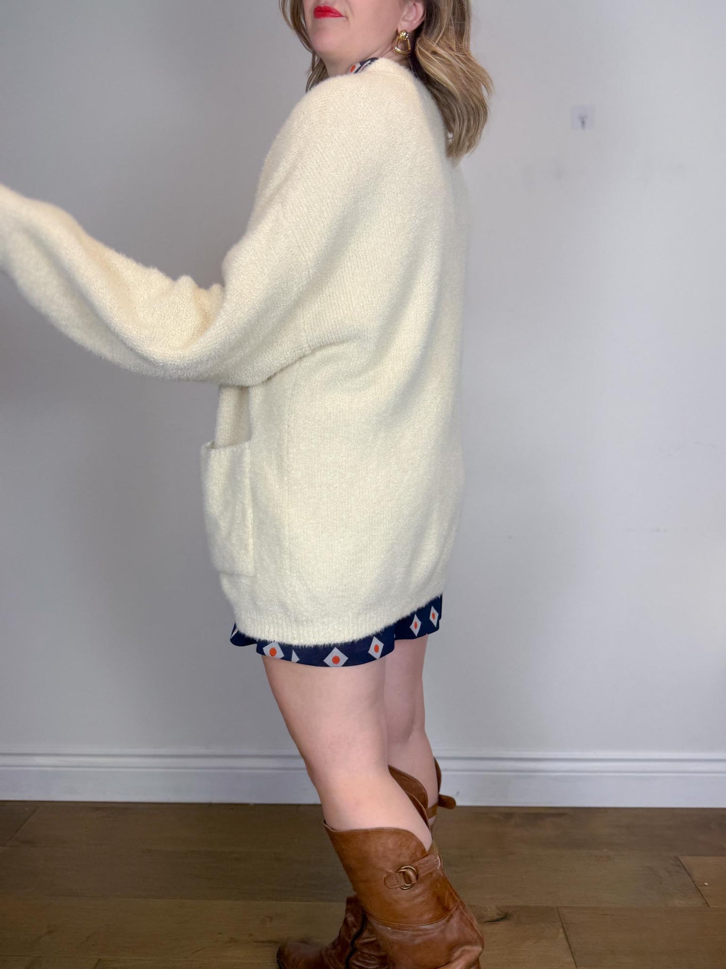 Smash & Tess Fuzzy Neutral Cardigan (Size 2XL)