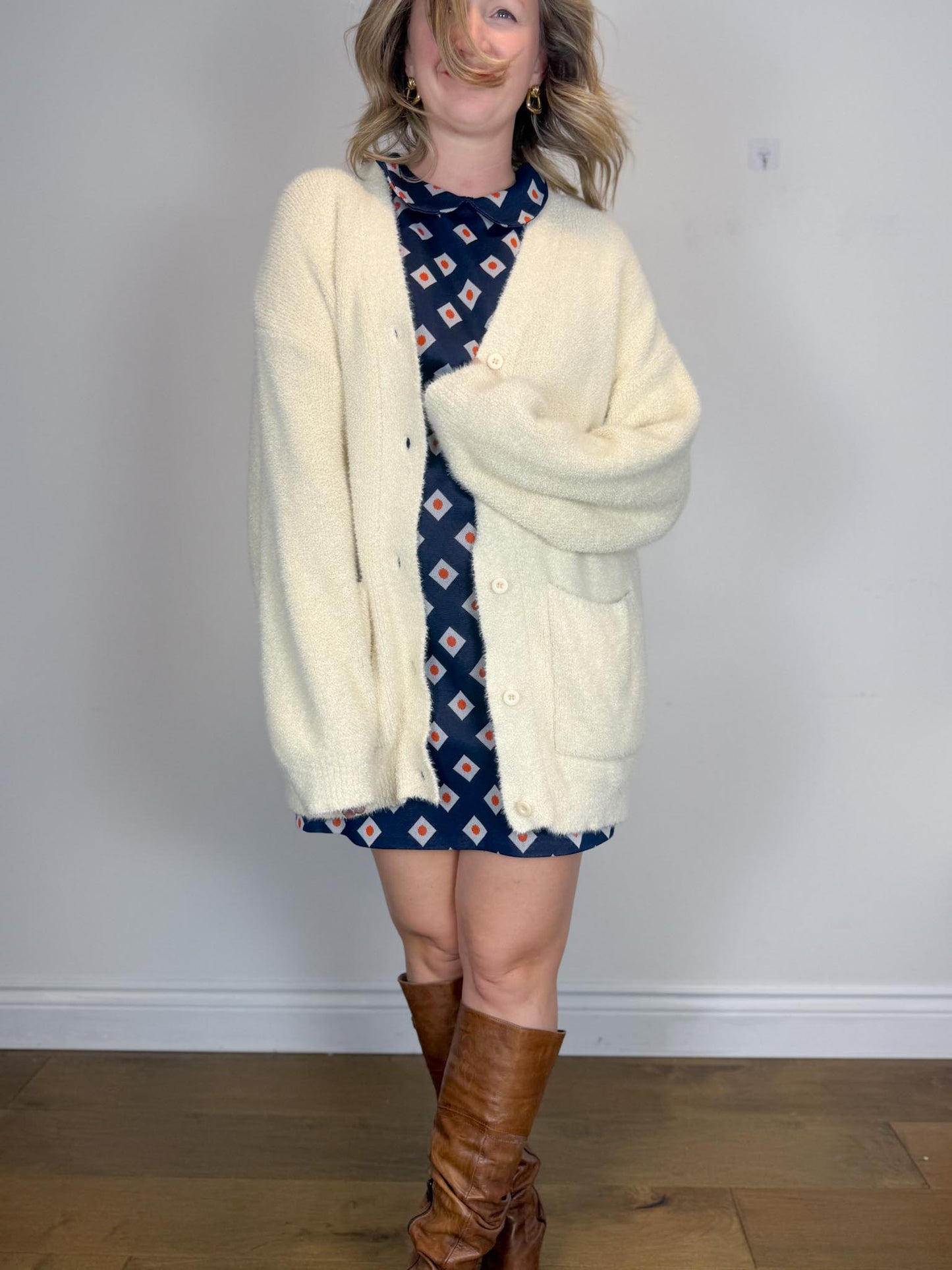 Smash & Tess Fuzzy Neutral Cardigan (Size 2XL)