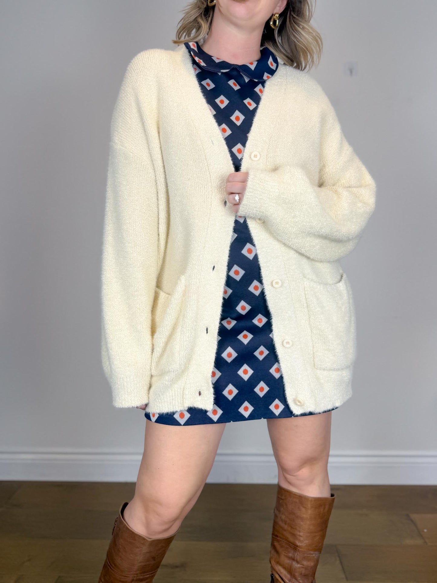 Smash & Tess Fuzzy Neutral Cardigan (Size 2XL)