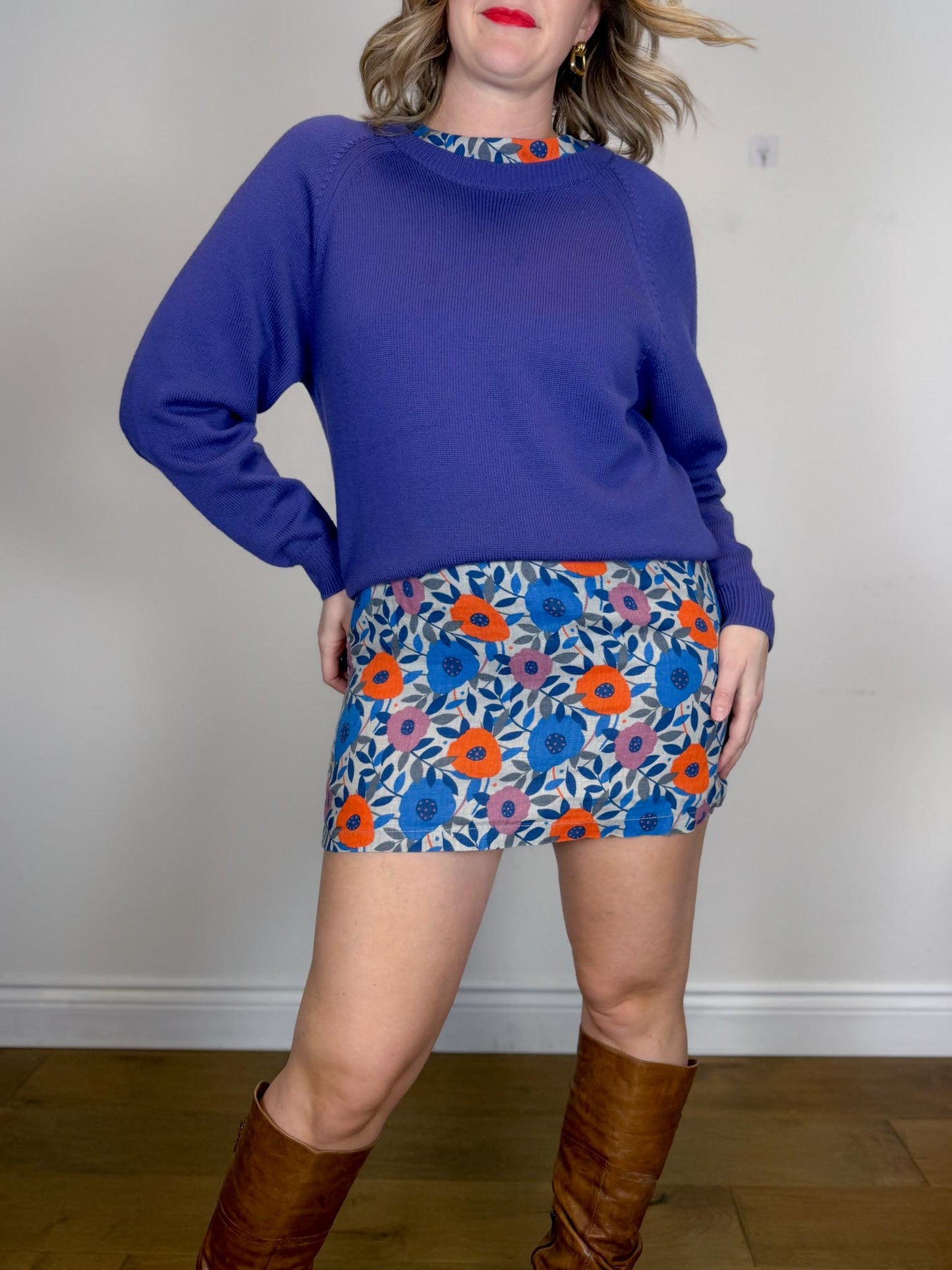 SEASALT CORNWALL Linen Floral Tunic Mini Dress (Size M/L)