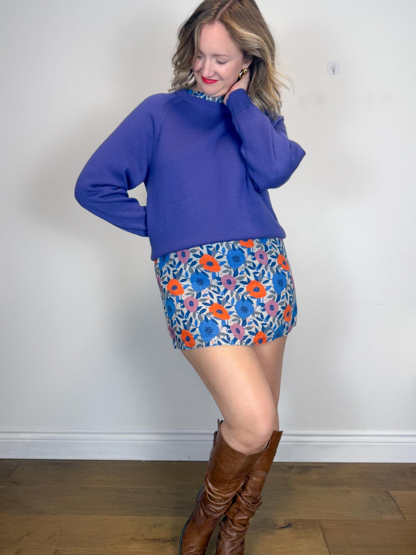 SEASALT CORNWALL Linen Floral Tunic Mini Dress (Size M/L)