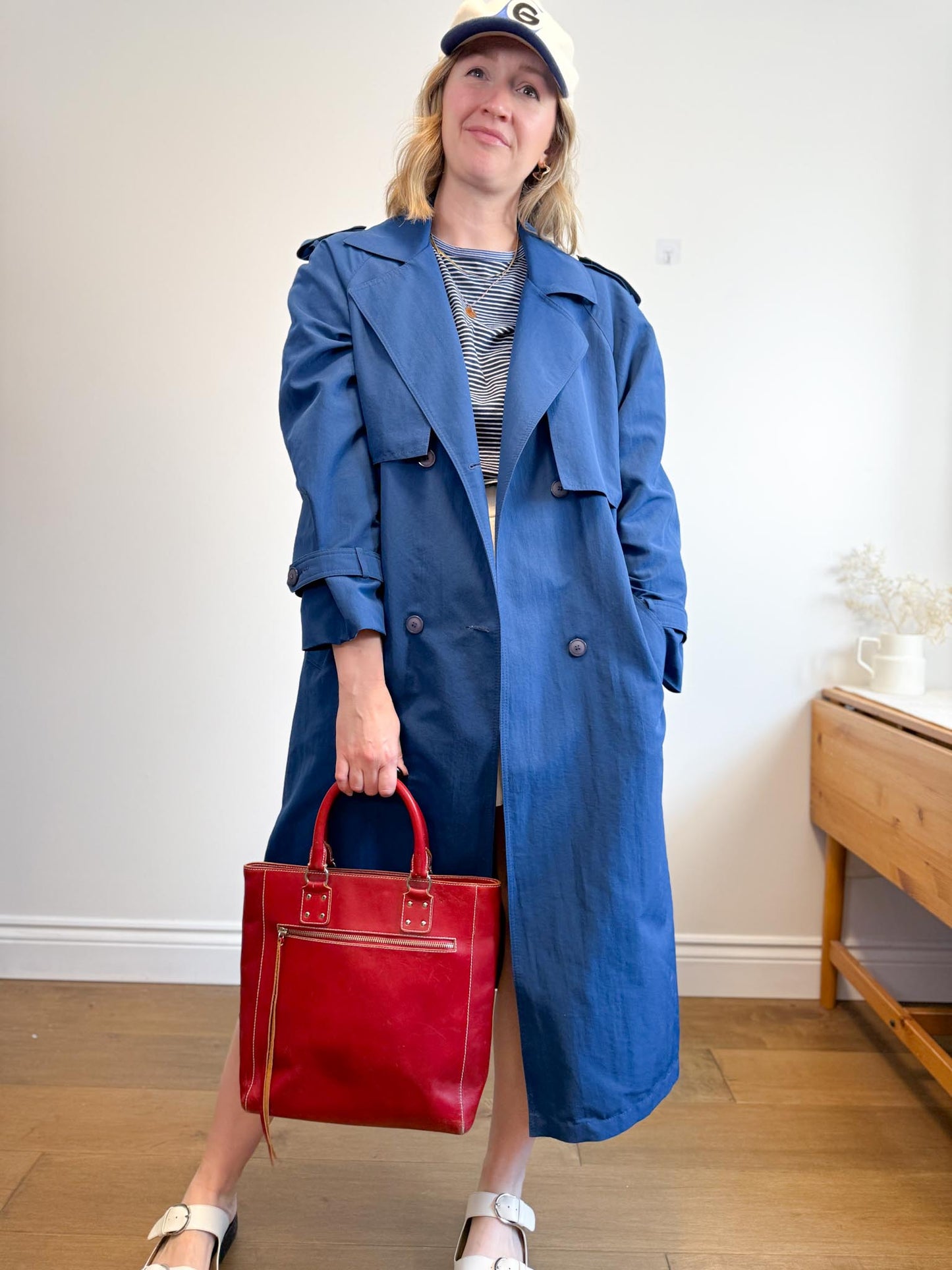 Vintage Sears Trench Coat in Blue (Size L)