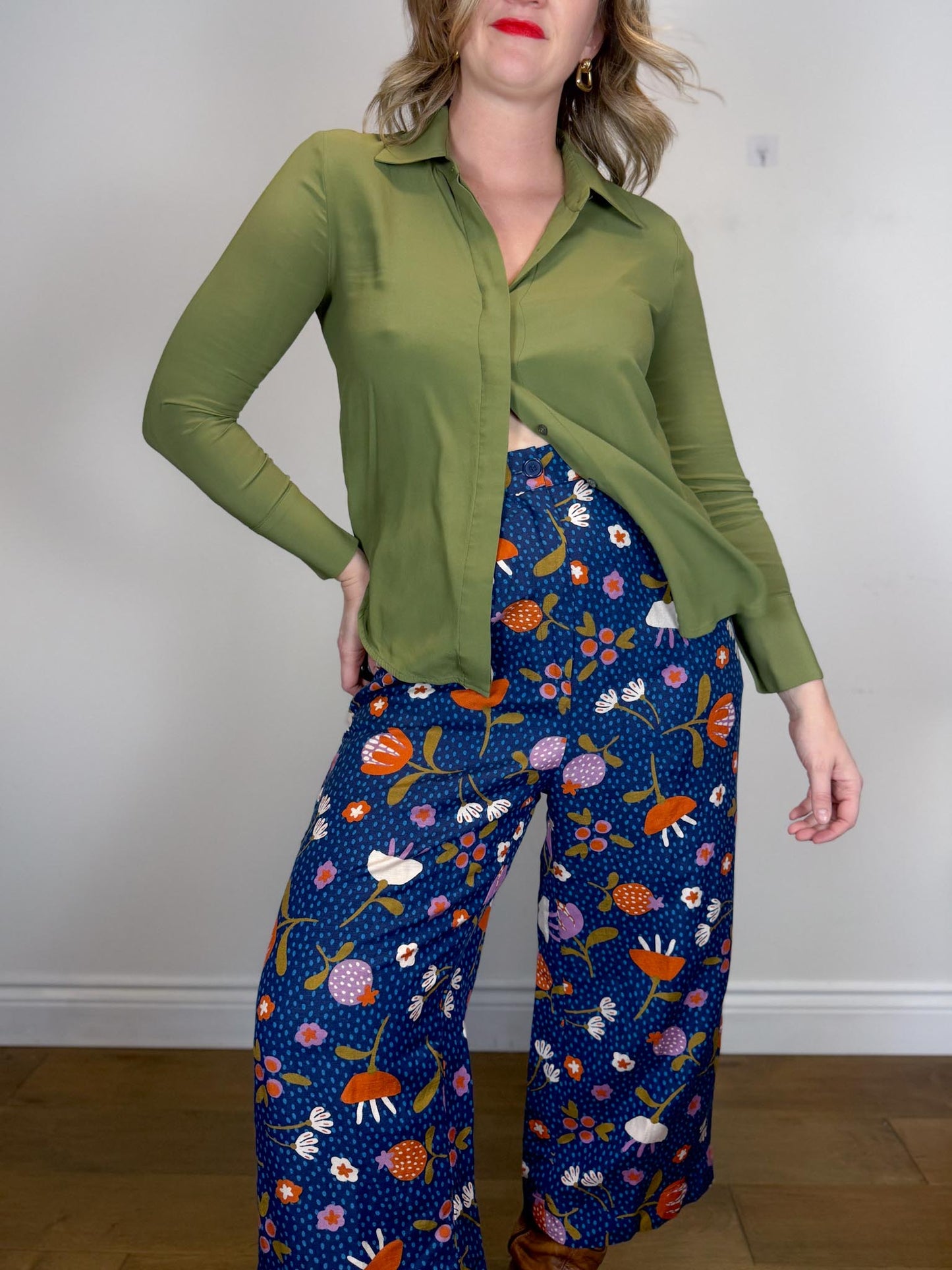 Princess Highway x ModCloth Linen Wide Leg Pants in Floral Print (Size 16)