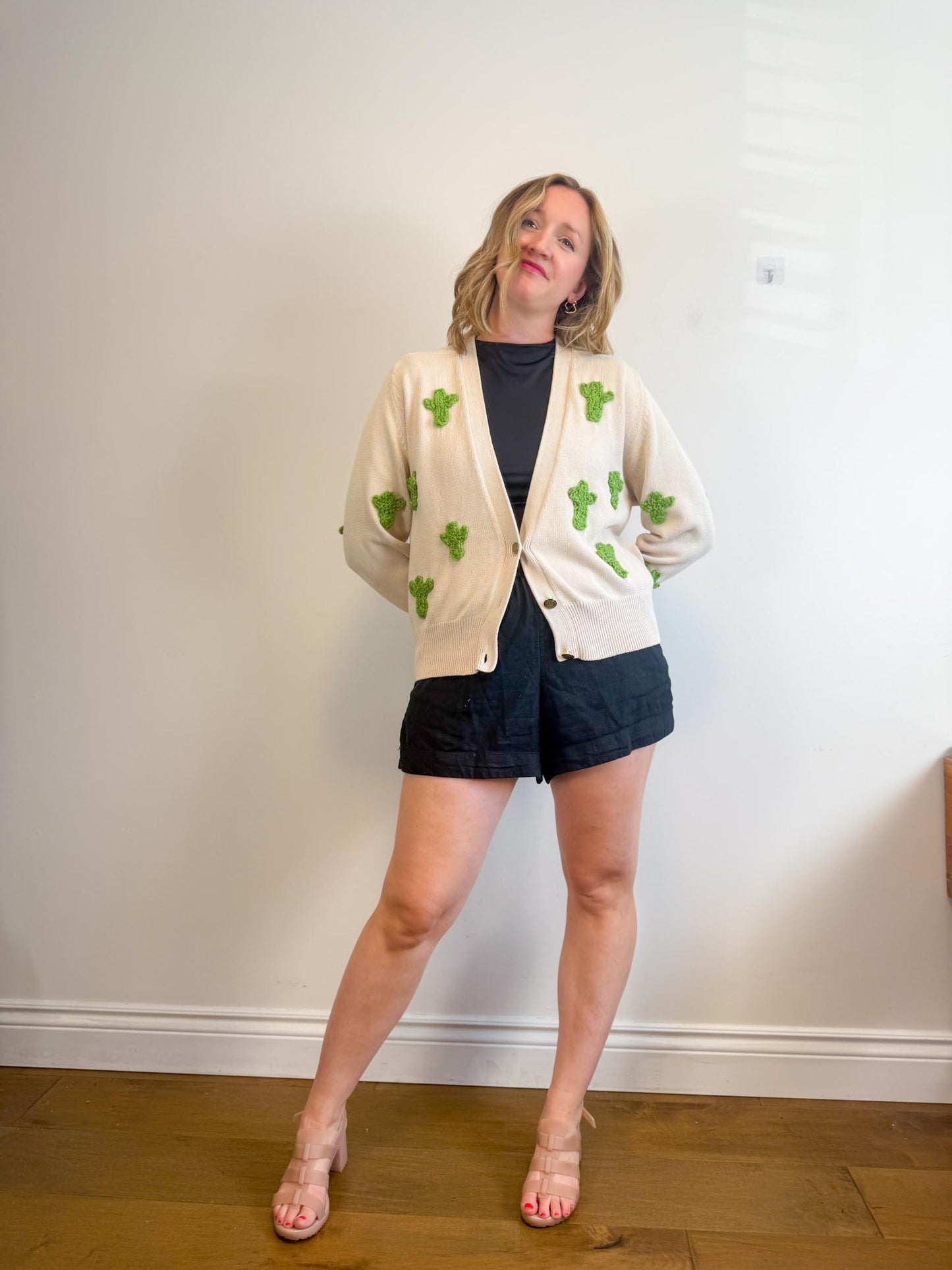 The Muse and I Cardigan with Embroidered Cacti (Size M)