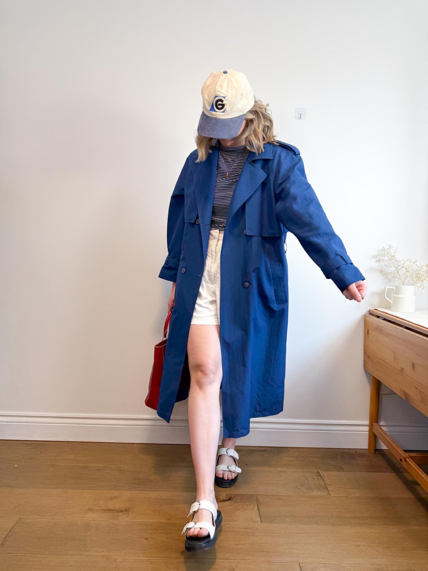 Vintage Sears Trench Coat in Blue (Size L)