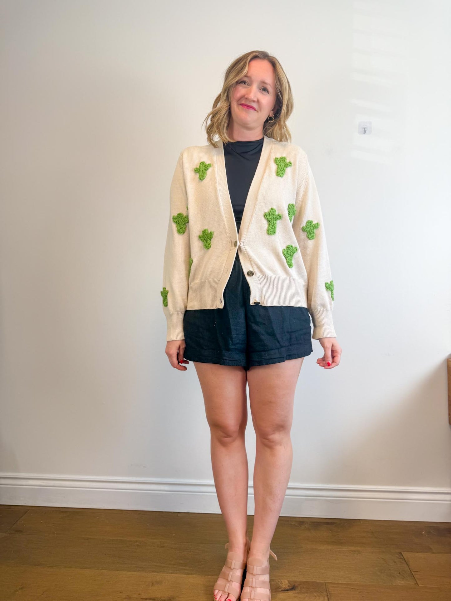 The Muse and I Cardigan with Embroidered Cacti (Size M)