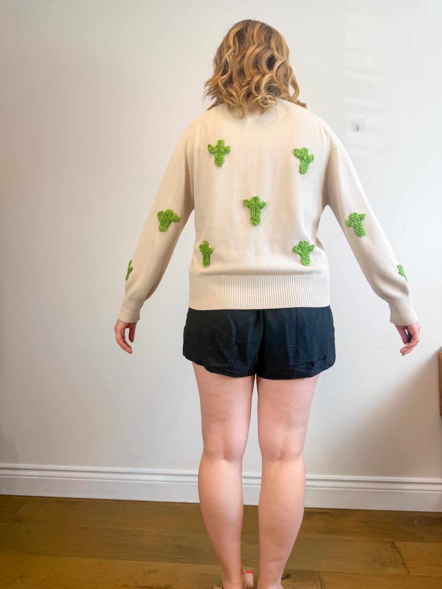The Muse and I Cardigan with Embroidered Cacti (Size M)
