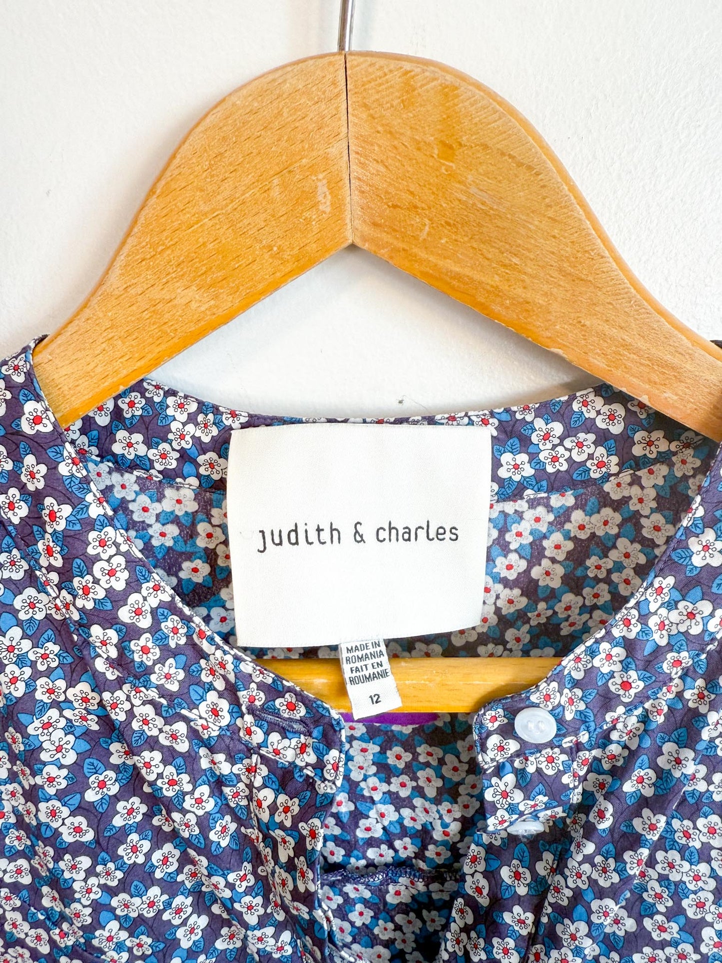 Judith & Charles Floral Sleeveless Ruffle Blouse (Size 12)