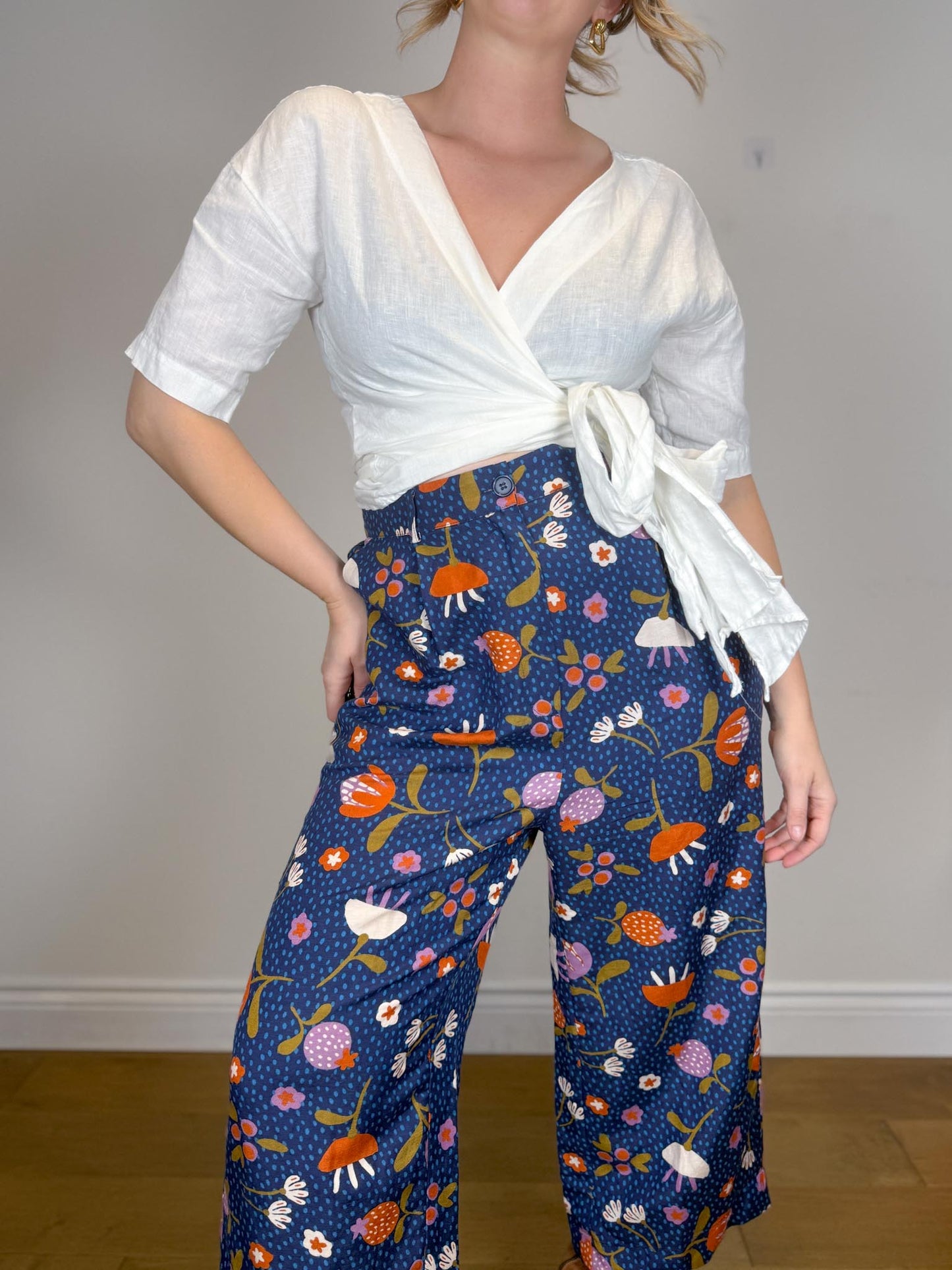 Princess Highway x ModCloth Linen Wide Leg Pants in Floral Print (Size 16)