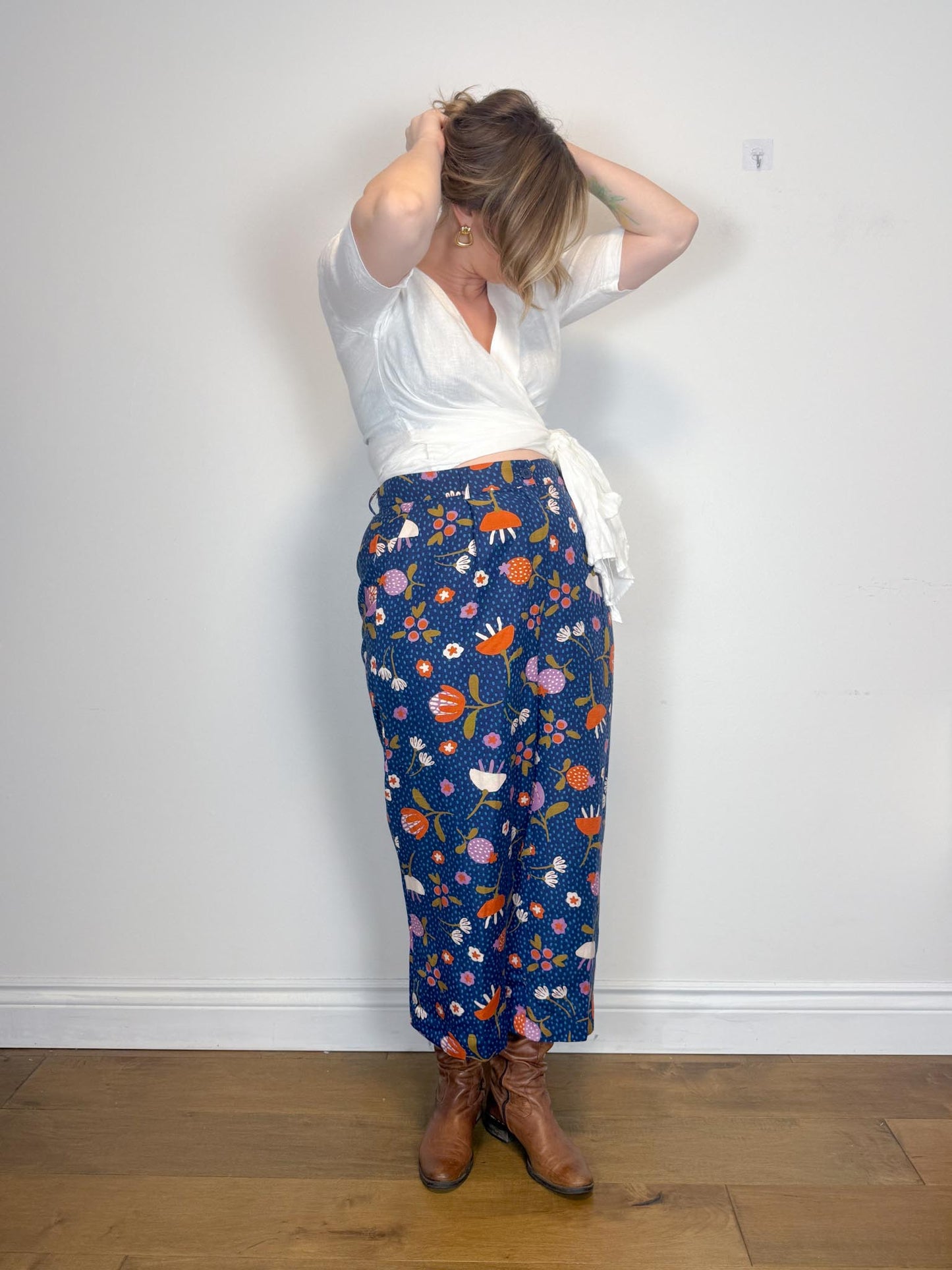 Princess Highway x ModCloth Linen Wide Leg Pants in Floral Print (Size 16)