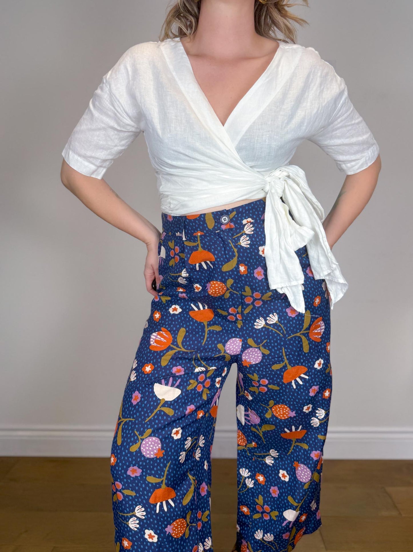Princess Highway x ModCloth Linen Wide Leg Pants in Floral Print (Size 16)