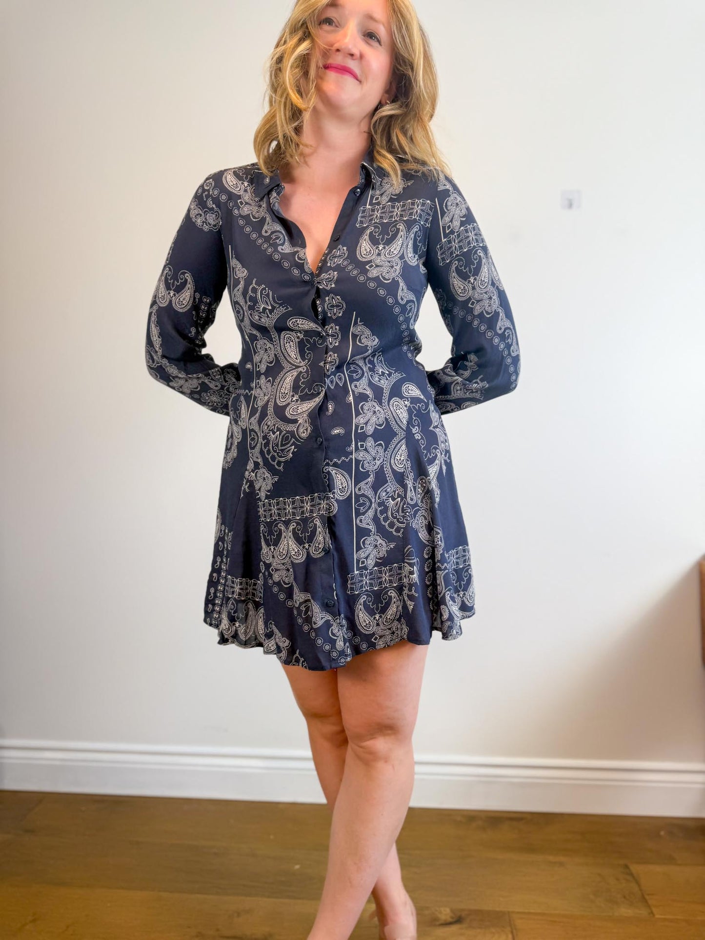 InWear "Esilya Dress in Navy Print" (Size M)