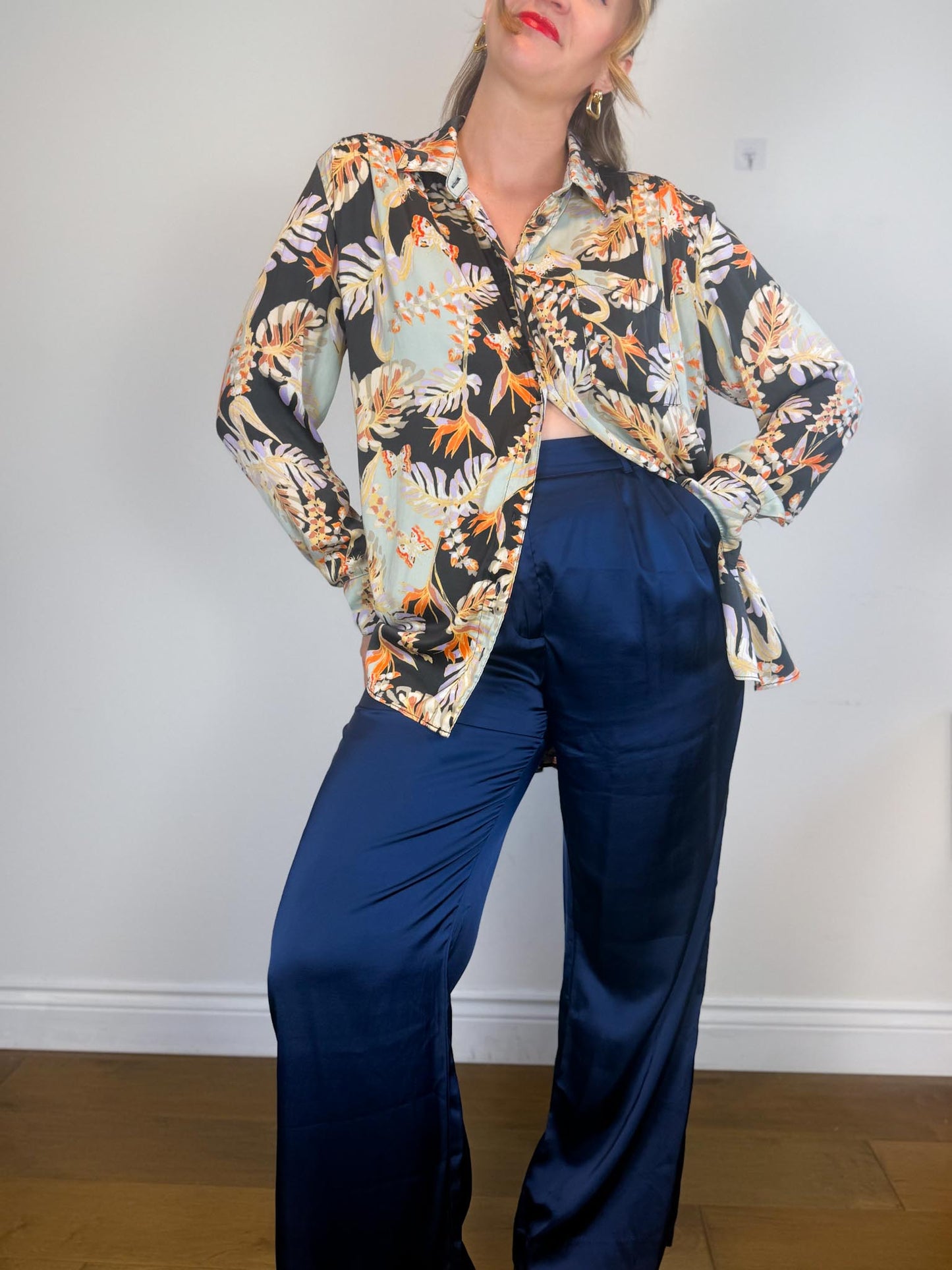Free People Floral Blouse (Size L)