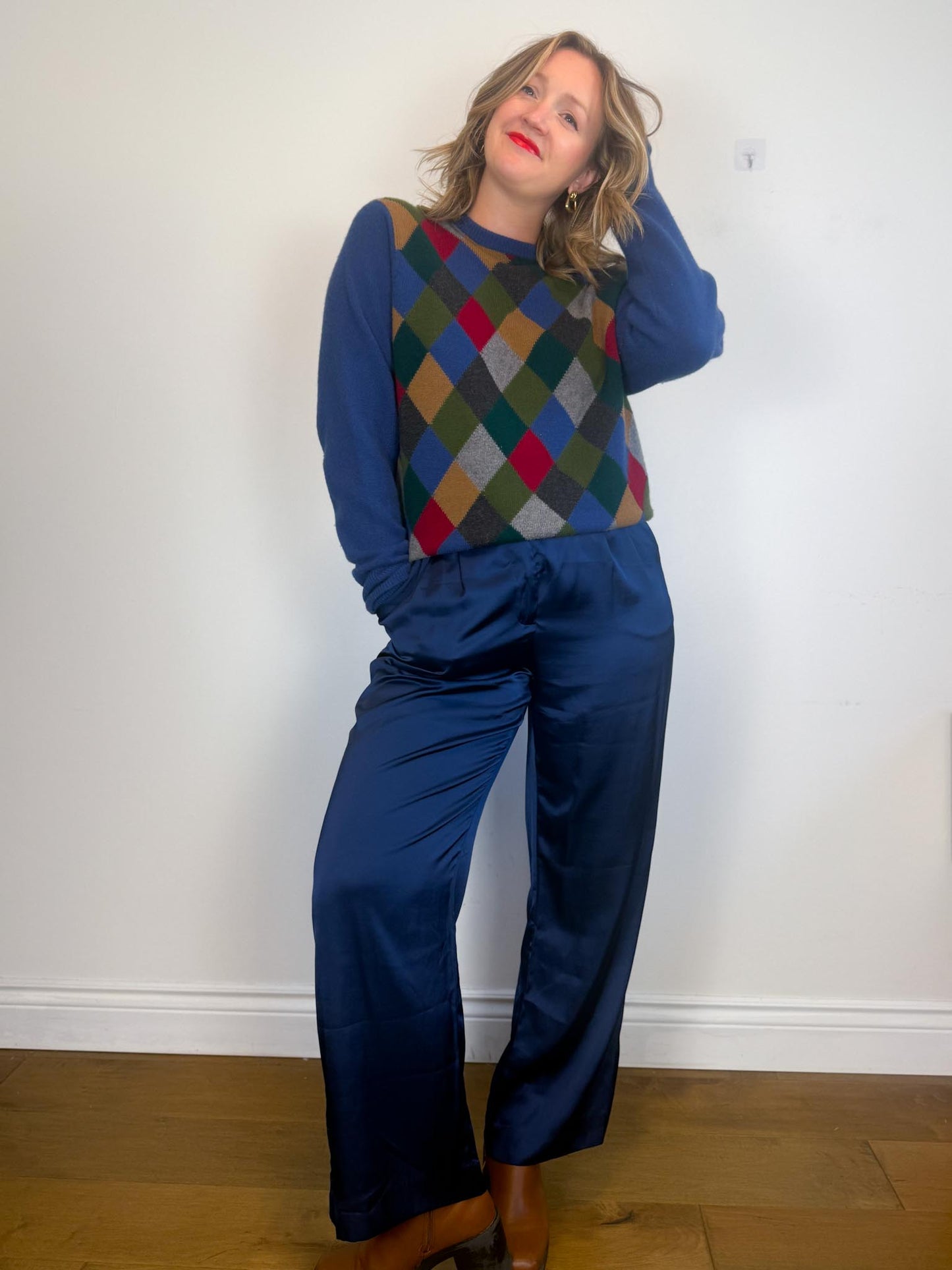 Vintage Dunhill Cashmere Sweater in Plaid SOLD AS IS (Size L)