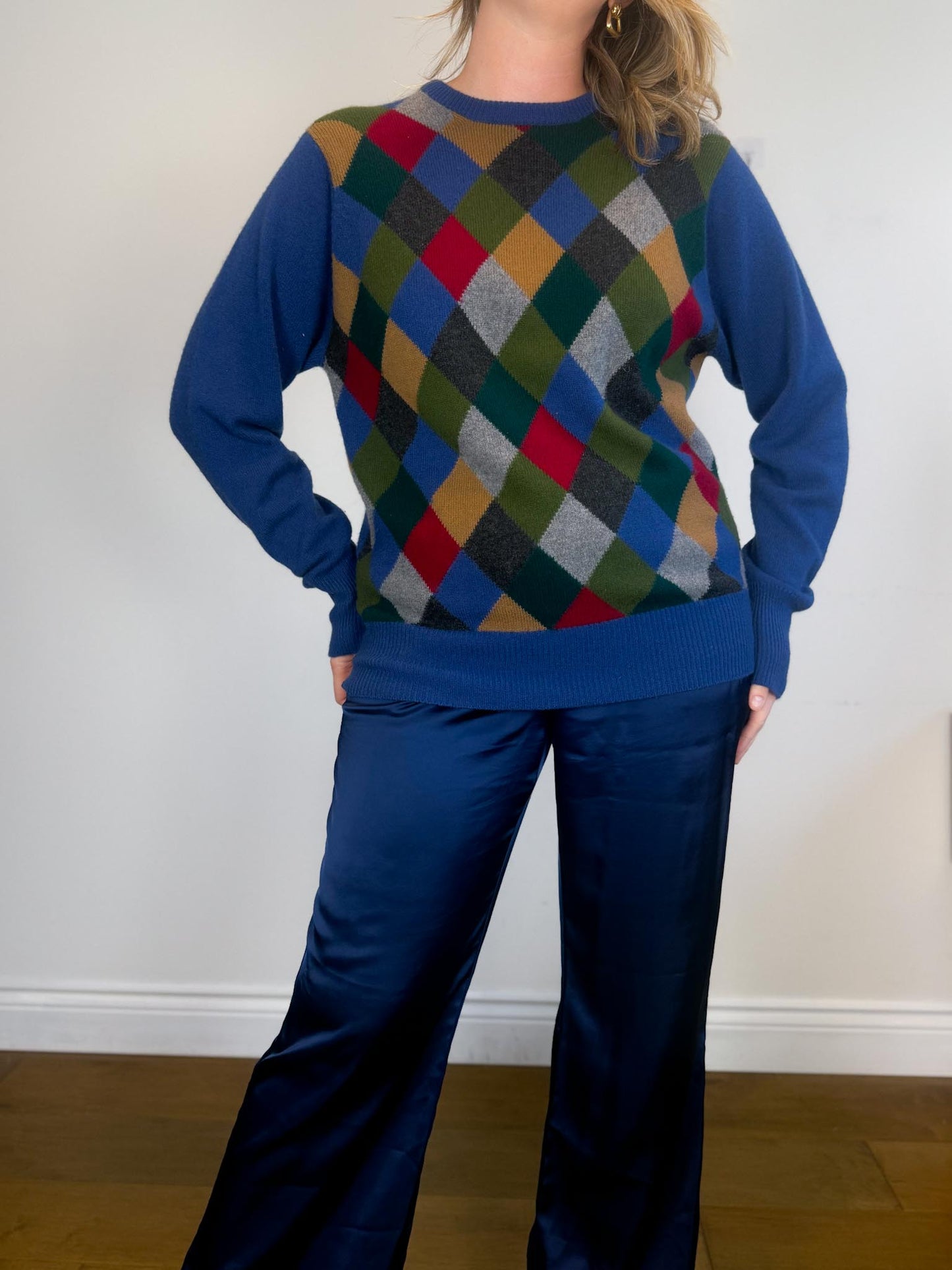 Vintage Dunhill Cashmere Sweater in Plaid SOLD AS IS (Size L)