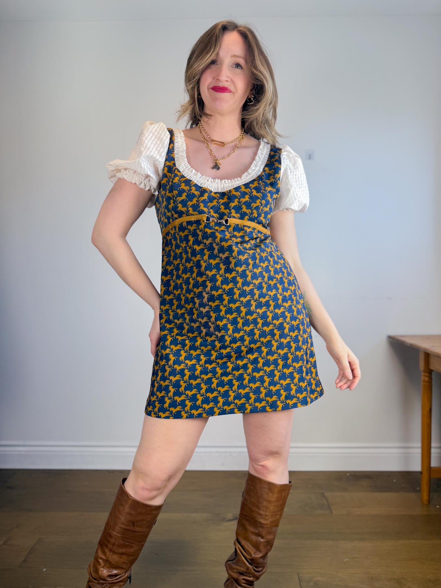 Anthropologie "Maeve Puff-Sleeve Twofer Mini Dress" (Size L)