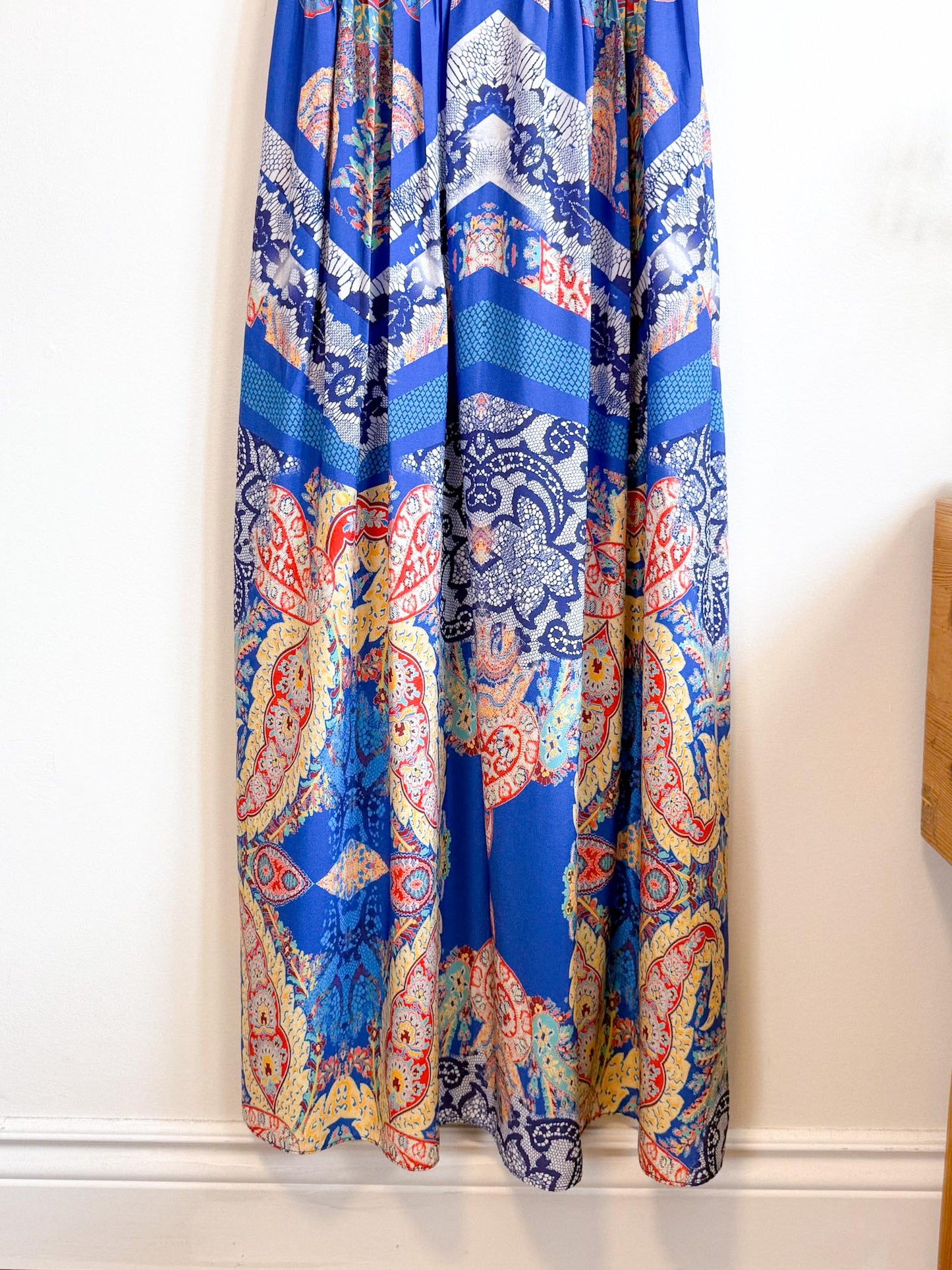 RANNA GILL Embroidered Halter Midi Dress (Size S)