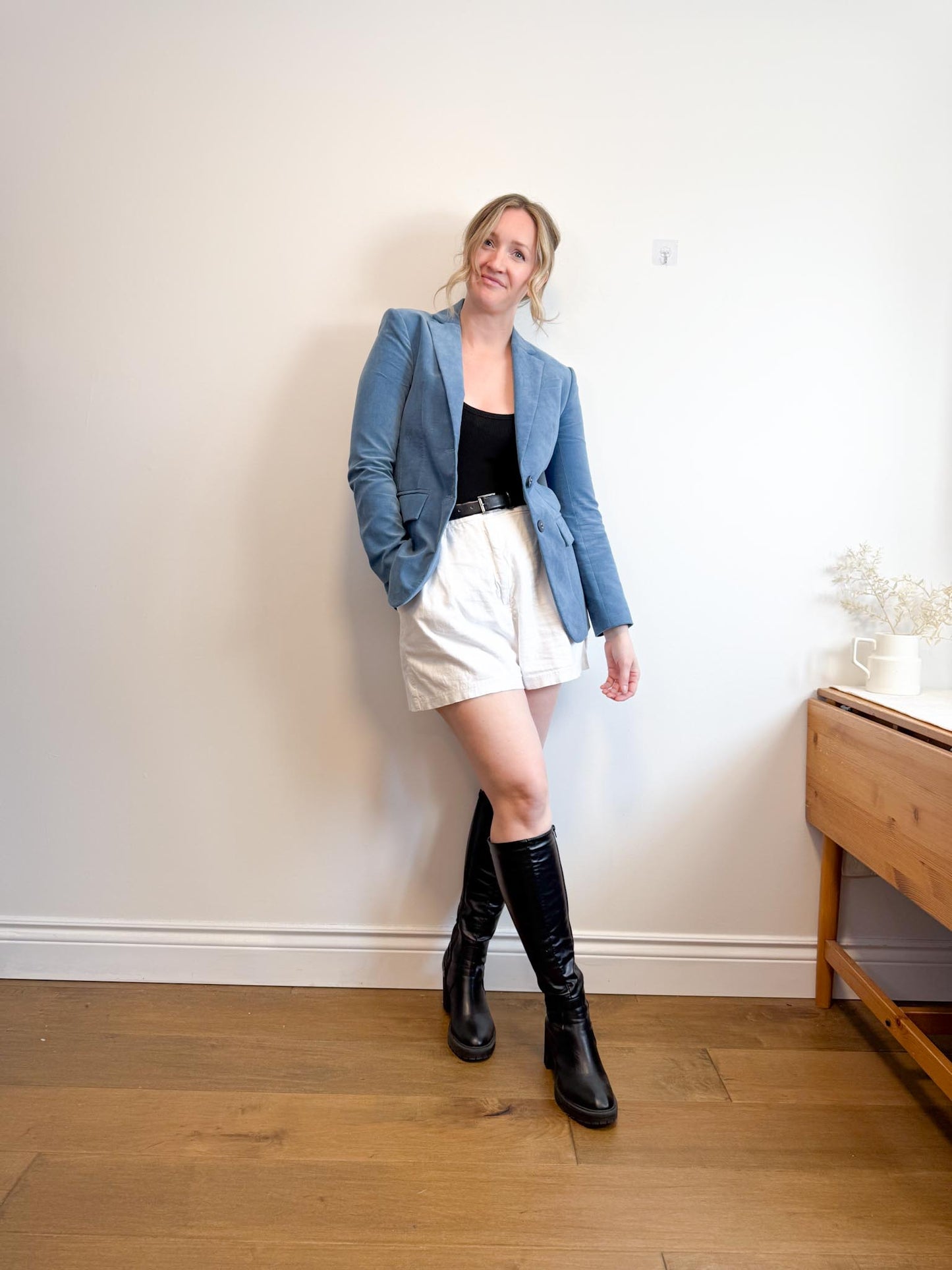 Tibi Designer Velvet Blazer in Blue (Size M)