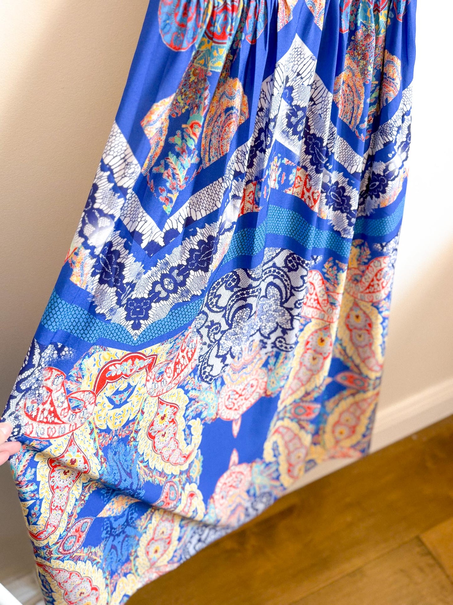RANNA GILL Embroidered Halter Midi Dress (Size S)