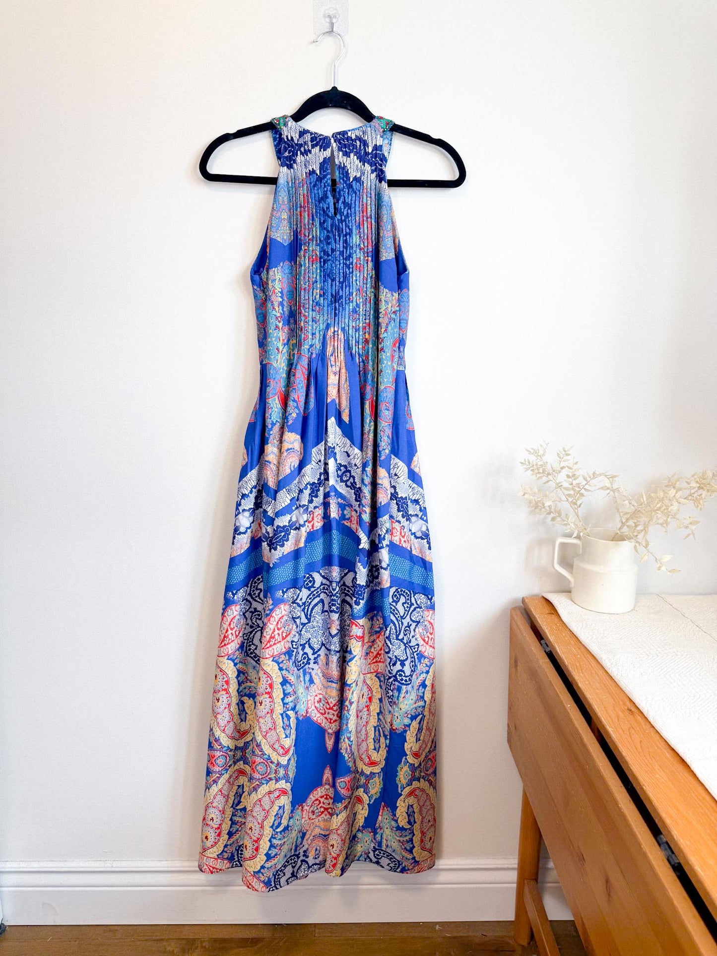 RANNA GILL Embroidered Halter Midi Dress (Size S)