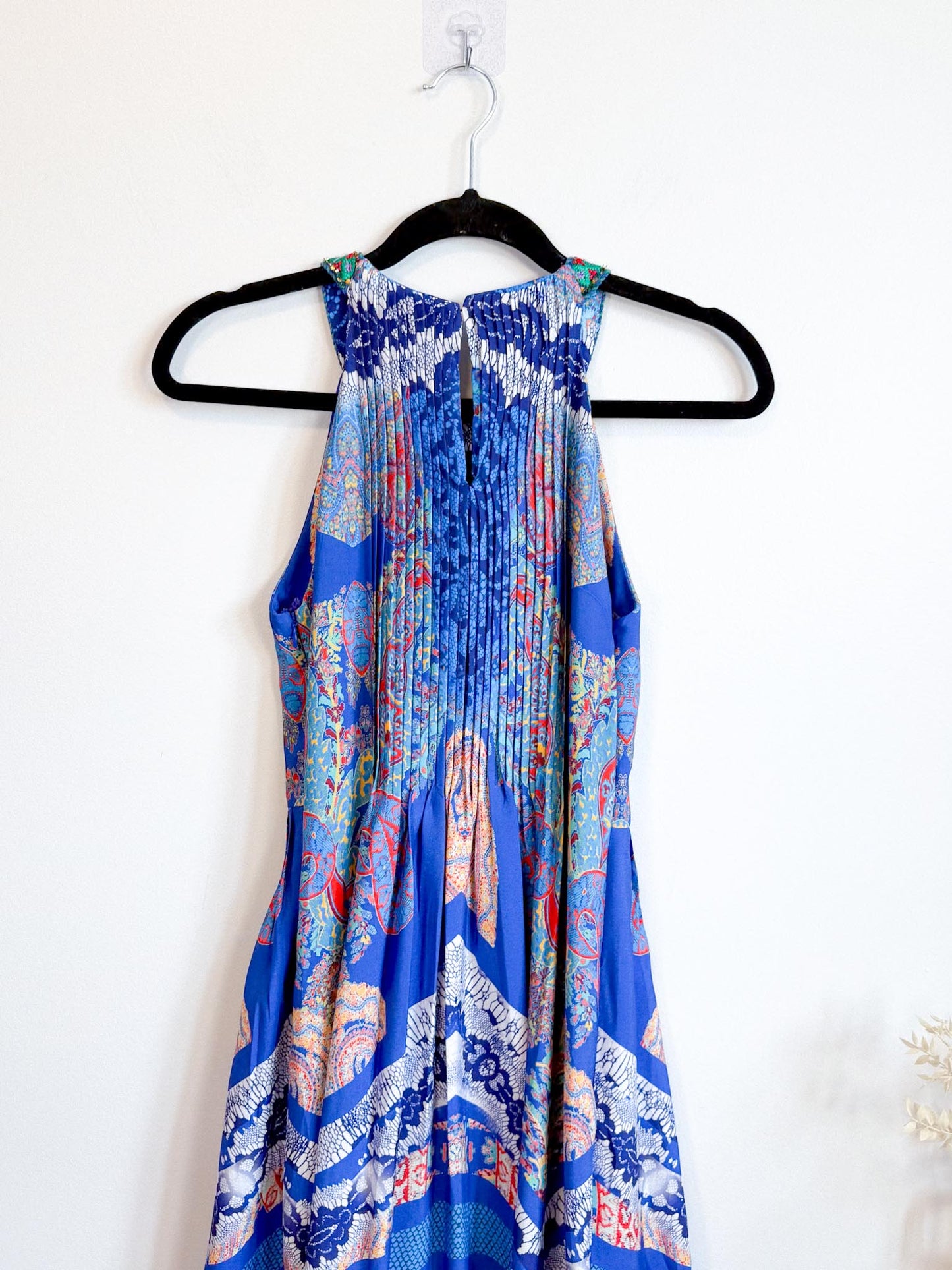RANNA GILL Embroidered Halter Midi Dress (Size S)