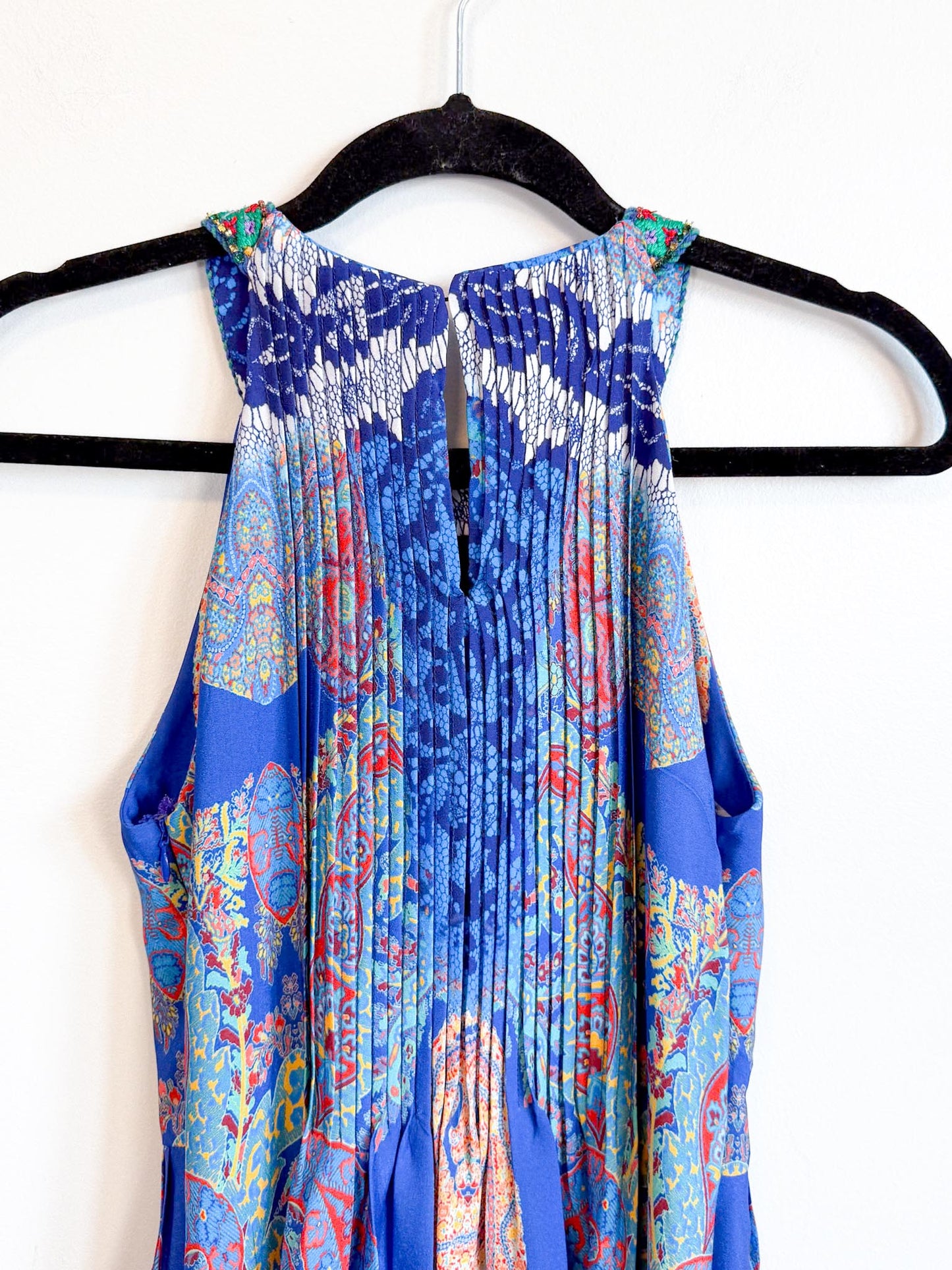 RANNA GILL Embroidered Halter Midi Dress (Size S)