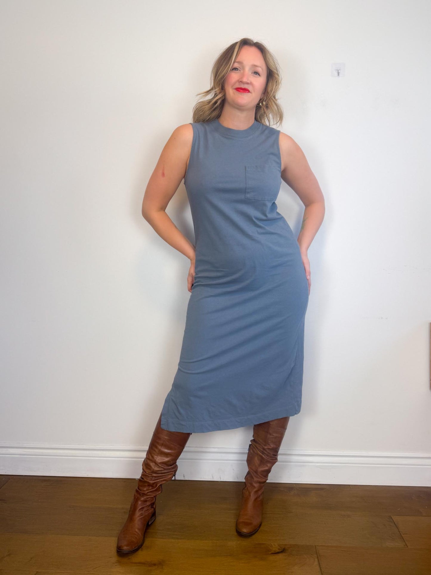 Everlane Tank Dress in Grey Blue (Size L)